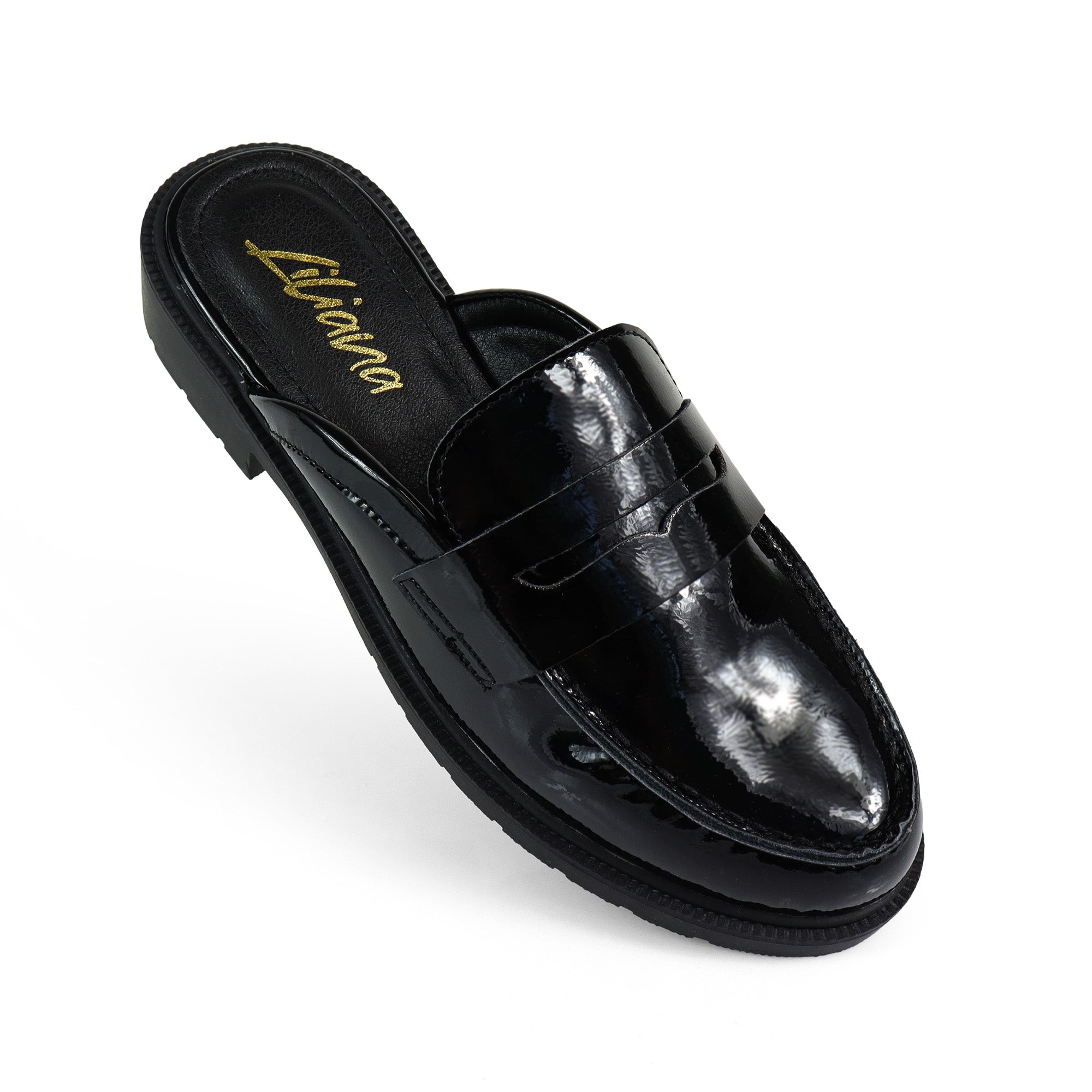 FLORESITA-1 PENNY LOAFER SLIDE BLACK