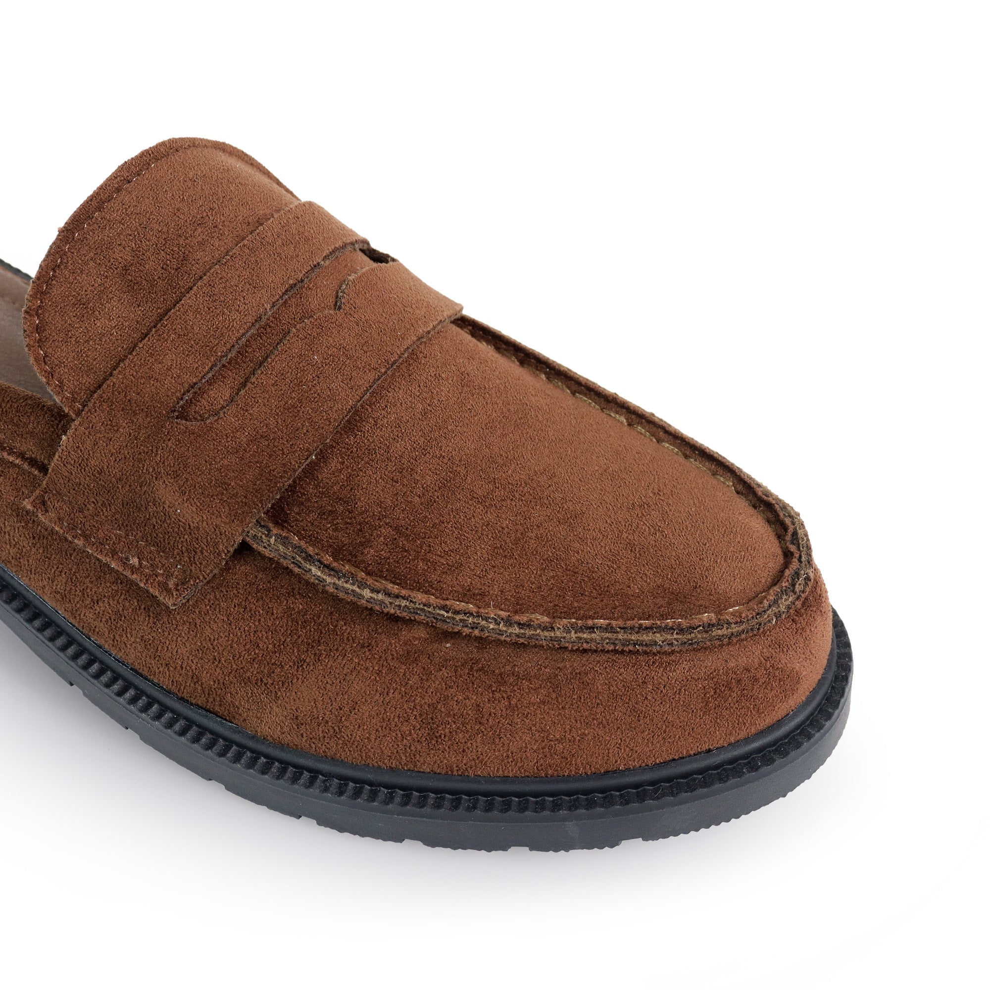 FLORESITA-1 PENNY LOAFER SLIDE CHOCOLATE SUEDE