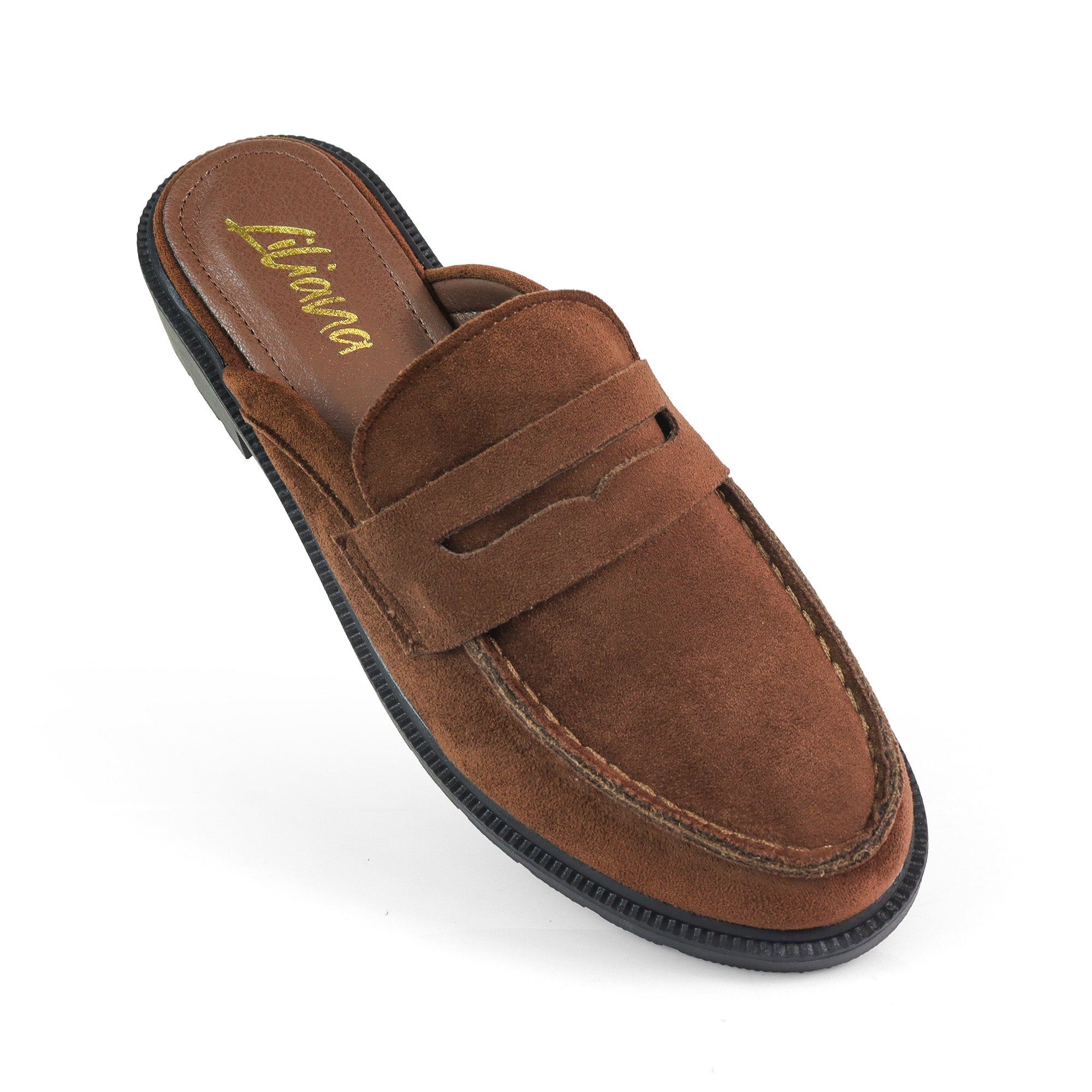 FLORESITA-1 PENNY LOAFER SLIDE CHOCOLATE SUEDE