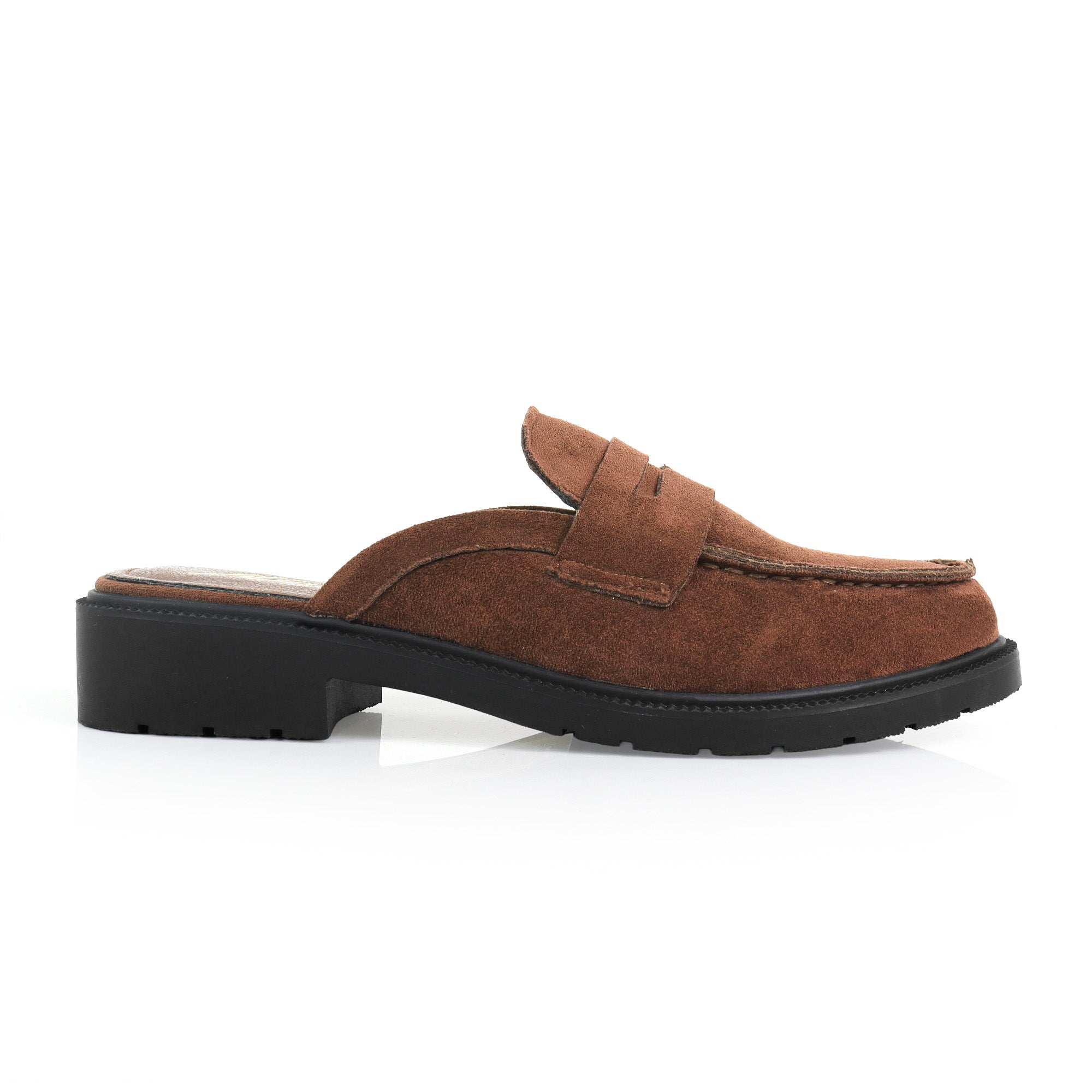 FLORESITA-1 PENNY LOAFER SLIDE CHOCOLATE SUEDE