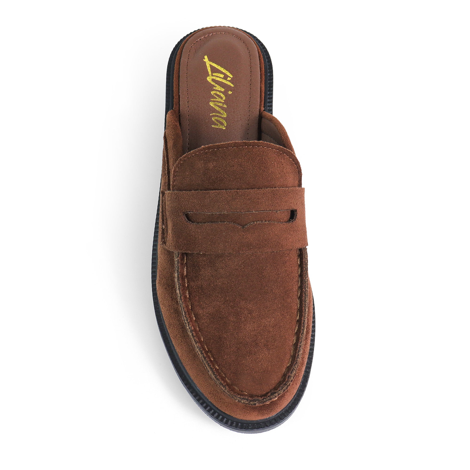 FLORESITA-1 PENNY LOAFER SLIDE CHOCOLATE SUEDE