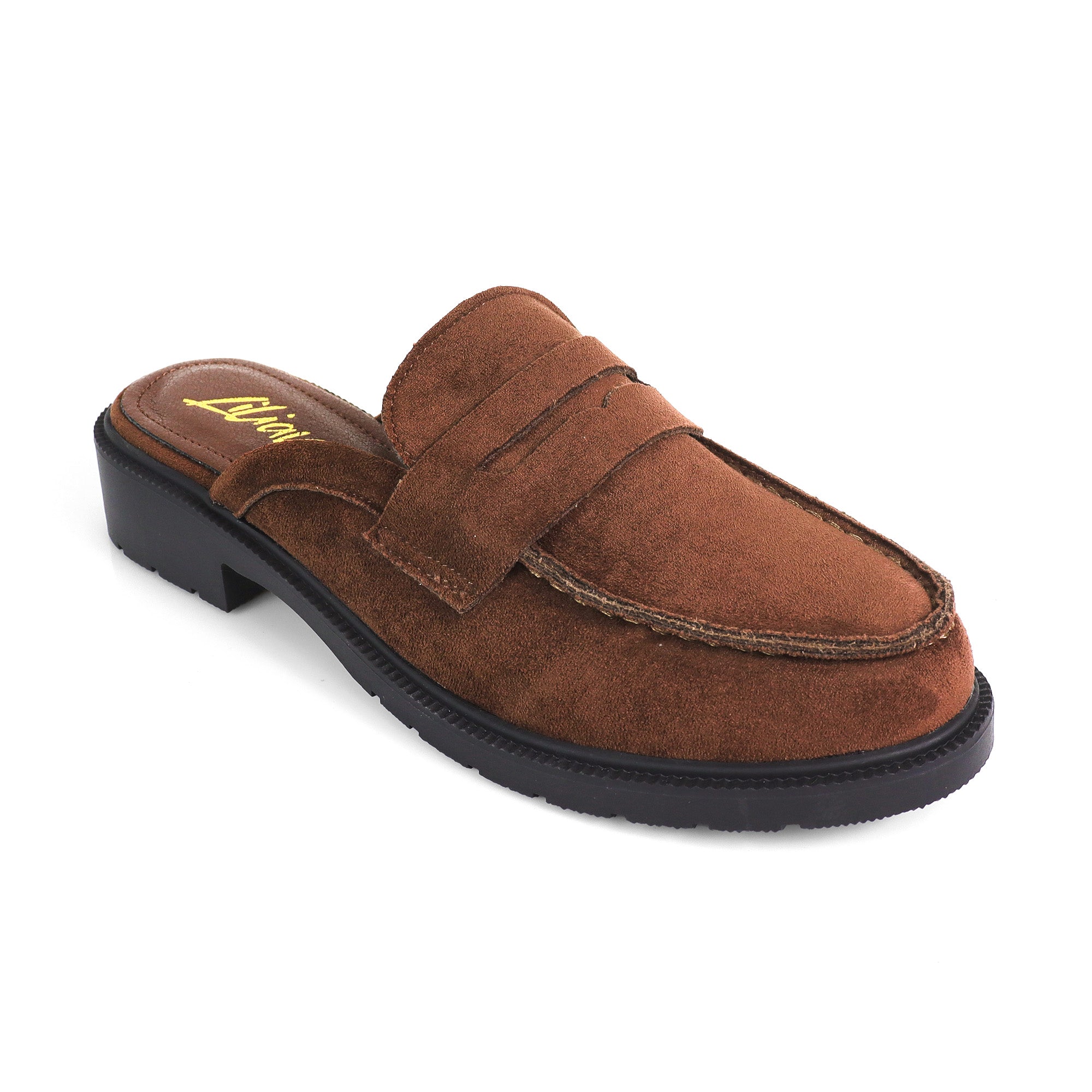 FLORESITA-1 PENNY LOAFER SLIDE CHOCOLATE SUEDE
