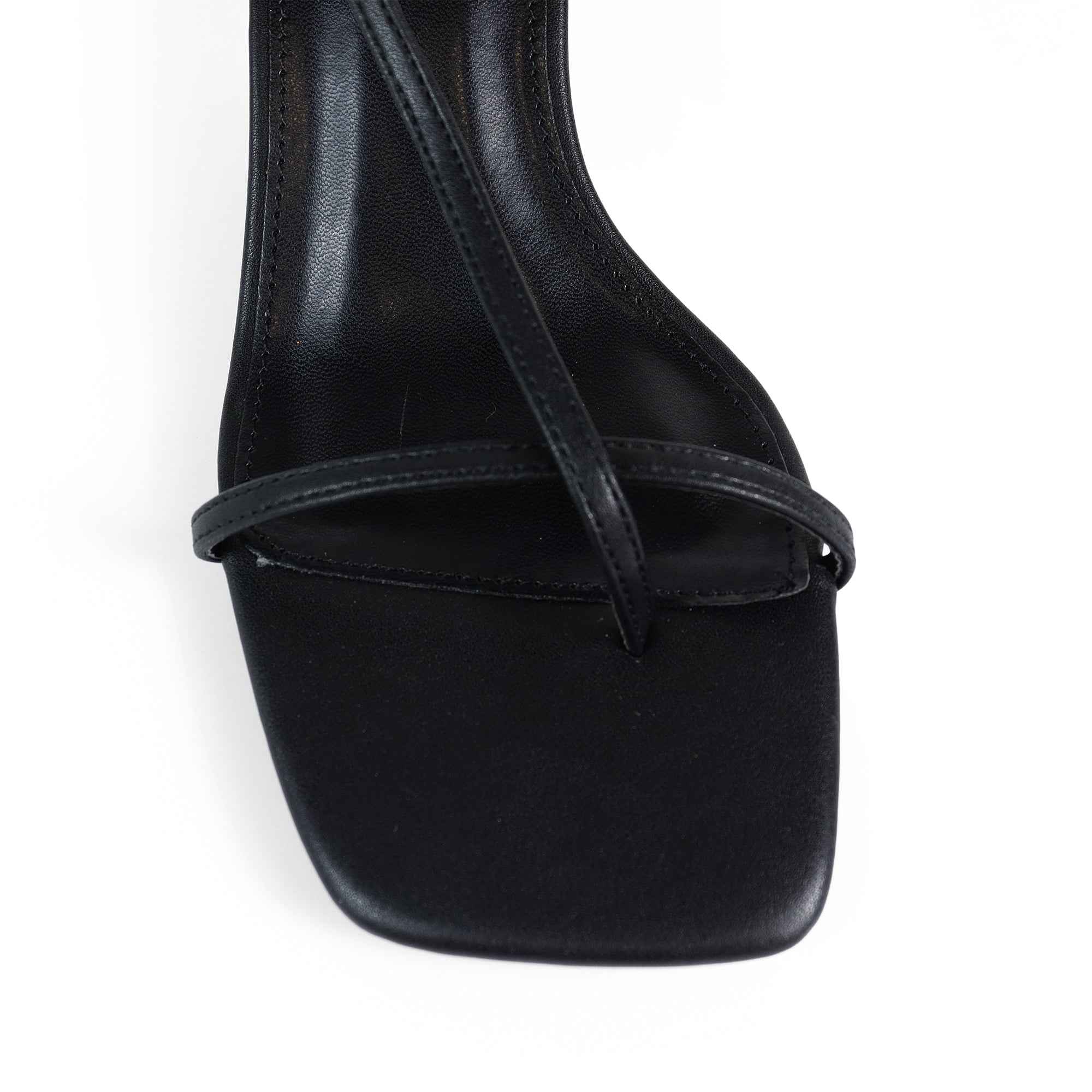 FRANCE-1 OPEN SQUARE TOE STRAP SANDAL W KITTEN HEEL BLACK
