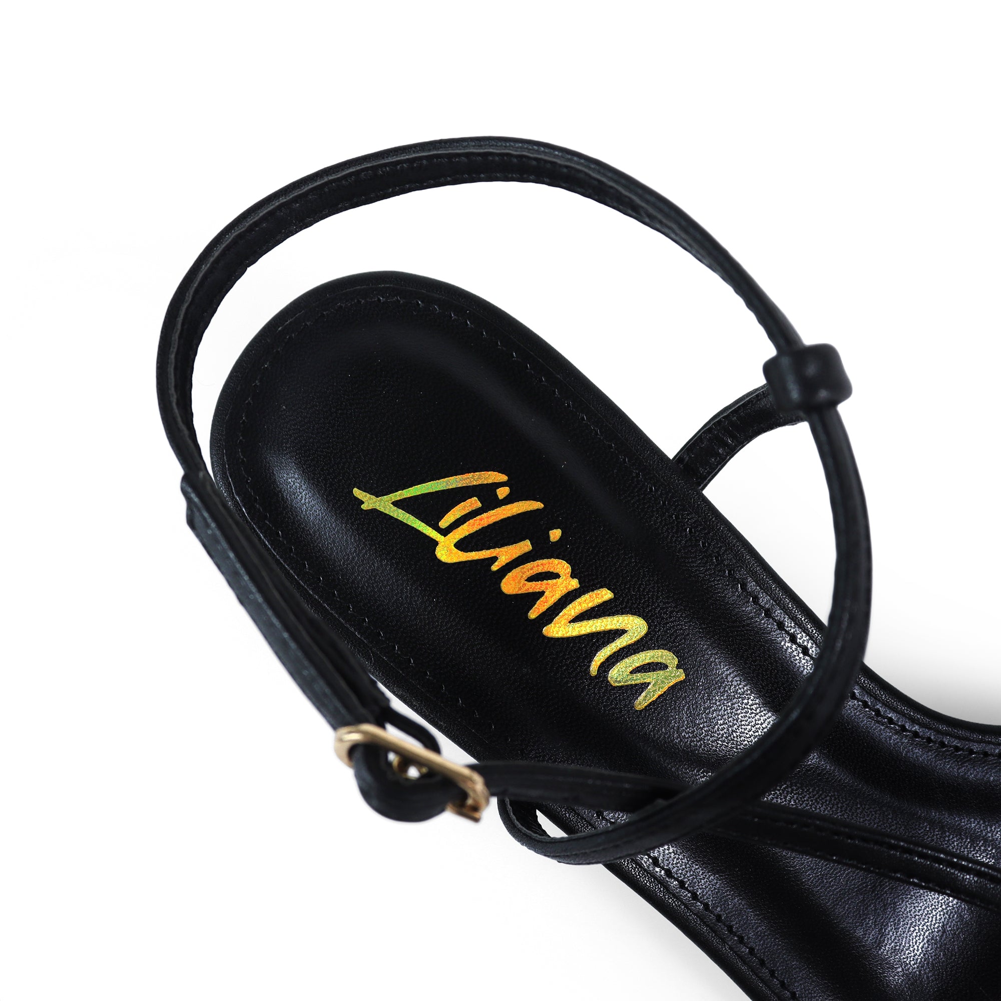 FRANCE-1 OPEN SQUARE TOE STRAP SANDAL W KITTEN HEEL BLACK