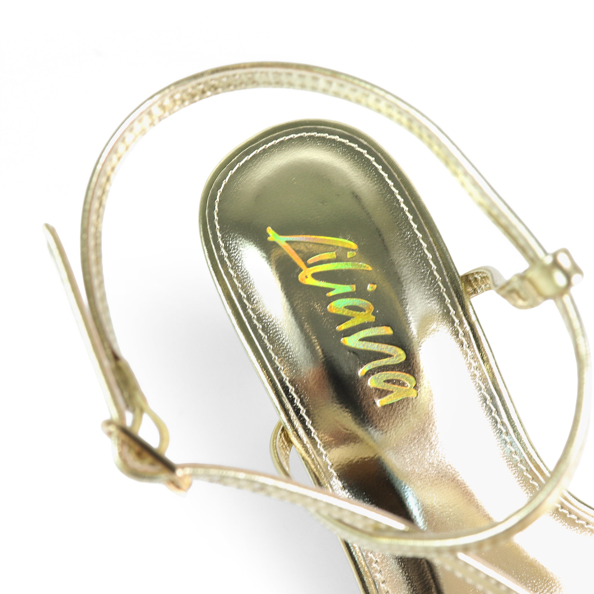 FRANCE-1 OPEN SQUARE TOE STRAP SANDAL W KITTEN HEEL GOLD