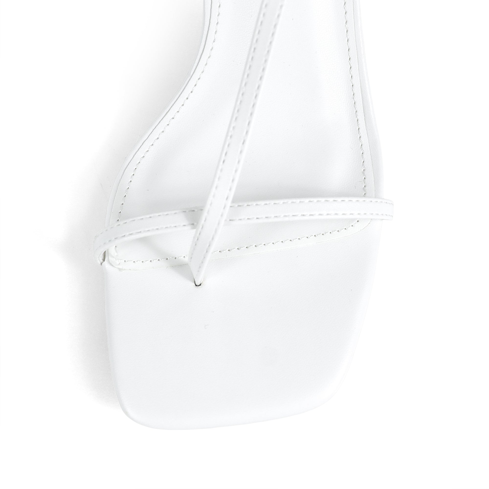 FRANCE-1 OPEN SQUARE TOE STRAP SANDAL W KITTEN HEEL WHITE