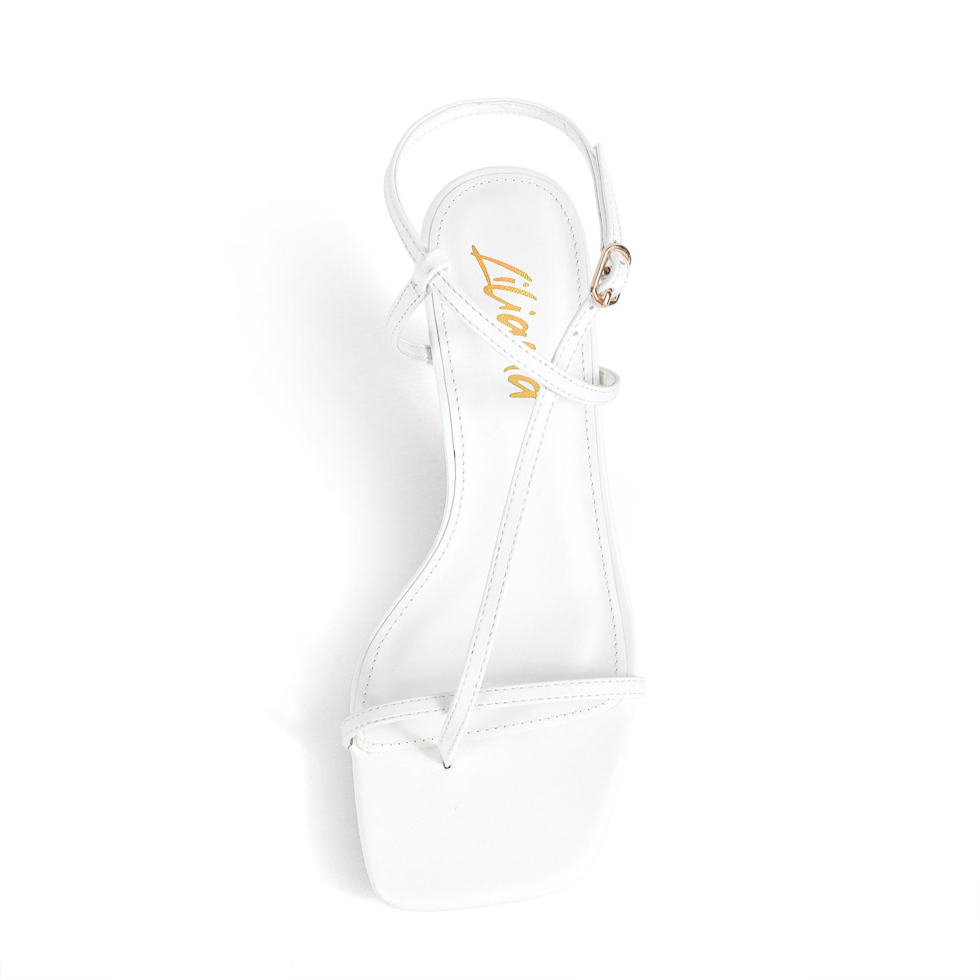 FRANCE-1 OPEN SQUARE TOE STRAP SANDAL W KITTEN HEEL WHITE