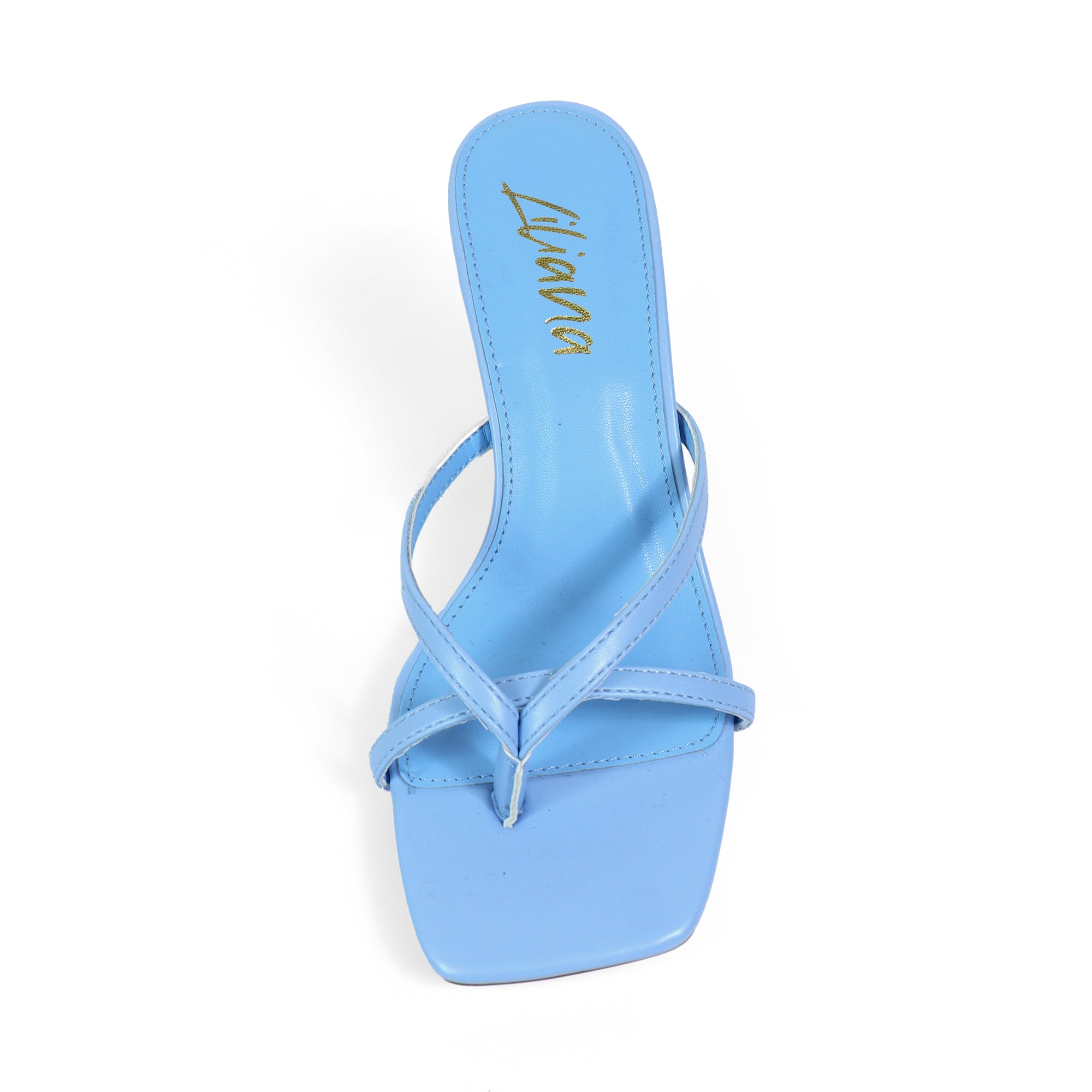 FRANKIE-1 OPEN SQUARE TOE CRISS-CROSS STRAP SANDAL KITTEN HEEL BLUE