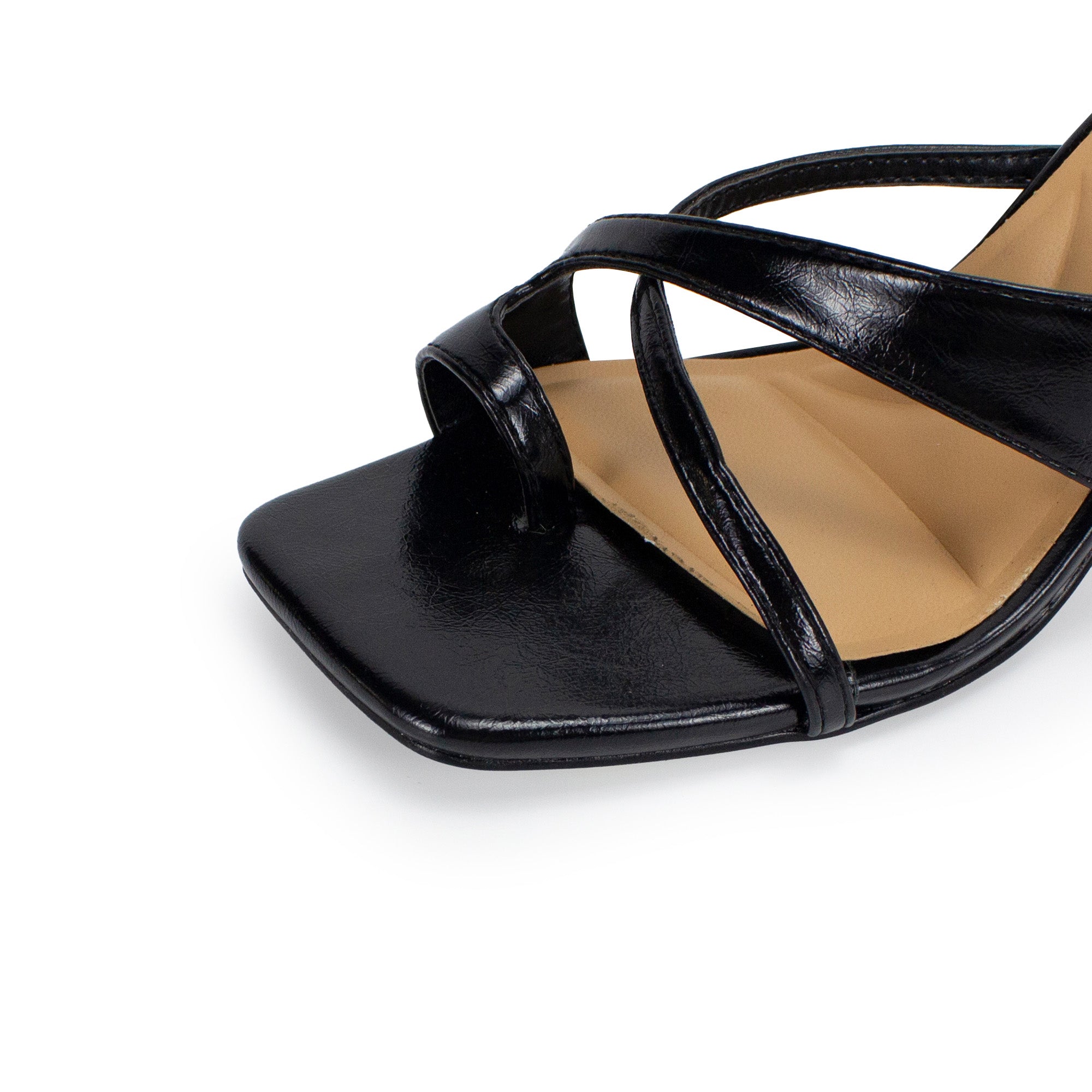 FRANKIE-28 STRAP MULE HEEL BLACK