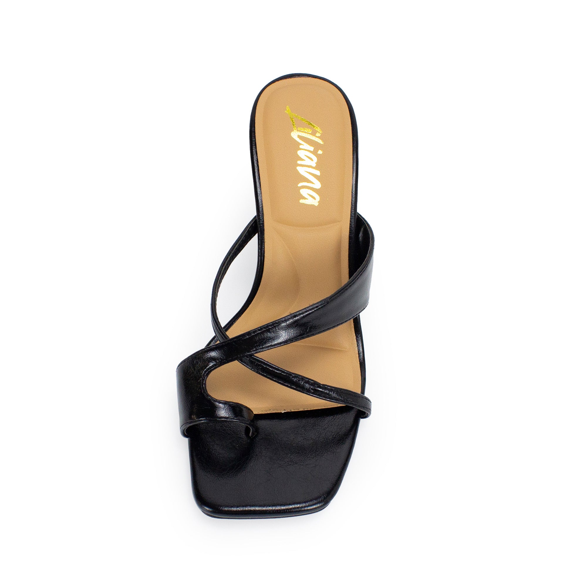 FRANKIE-28 STRAP MULE HEEL BLACK