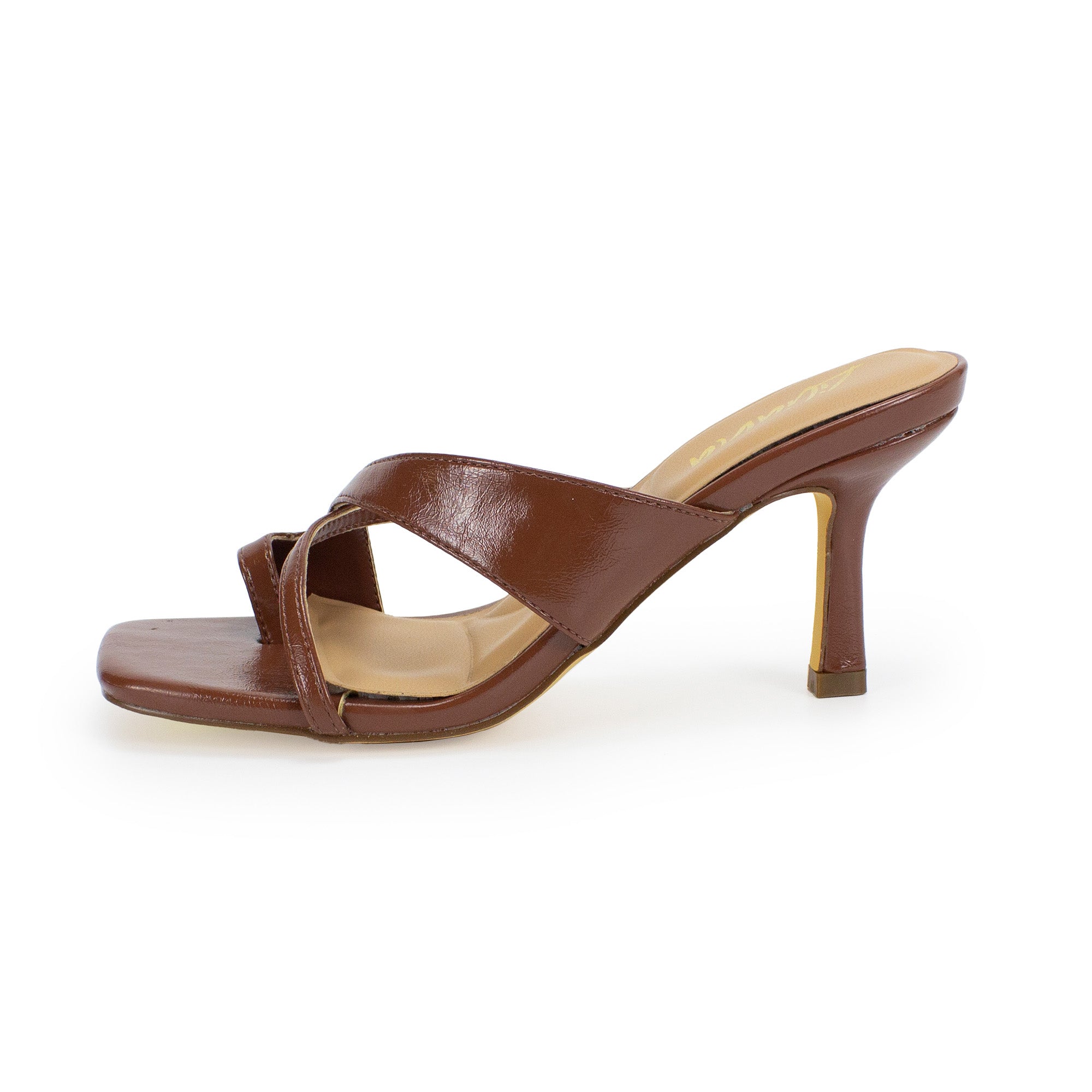 FRANKIE-28 STRAP MULE HEEL MOCHA
