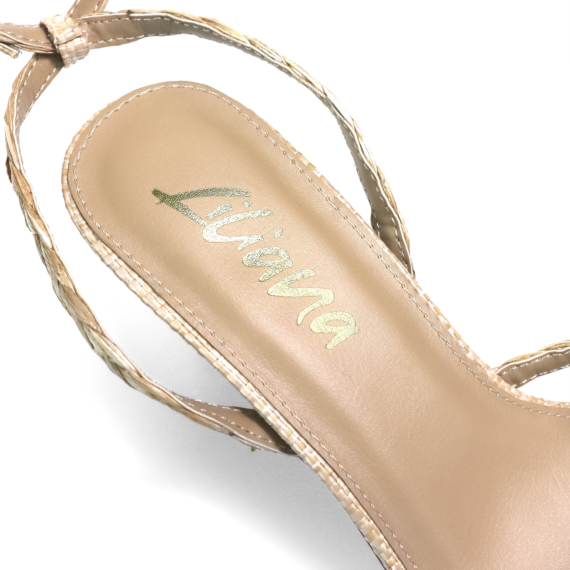 FRANKIE-3 OPEN SQUARE TOE CROSS ANCKLE STRAP SANDAL W/KITTEN HEEL RAFFIA