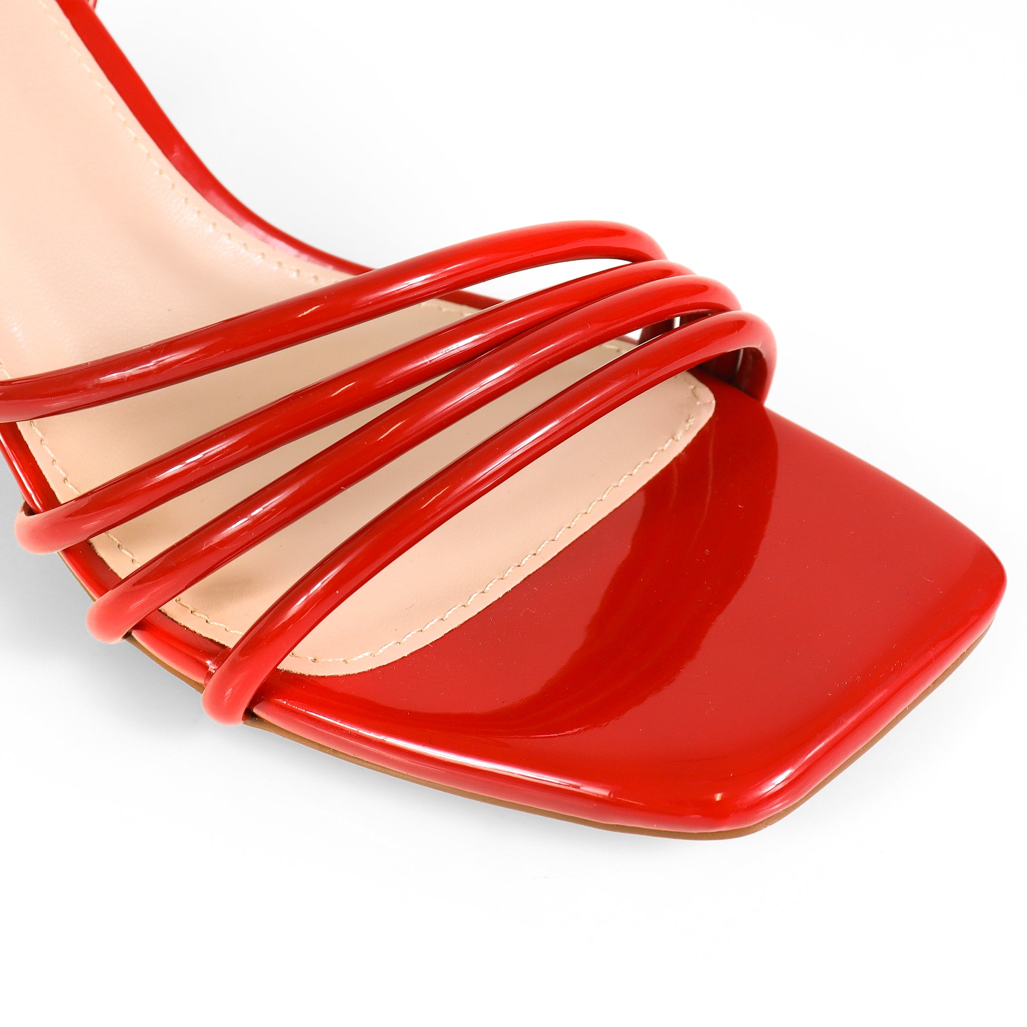 FRANKIE-9 OPEN SQUARE TOE ANCKLE STRAP SANDAL W KITTEN HEEL RED