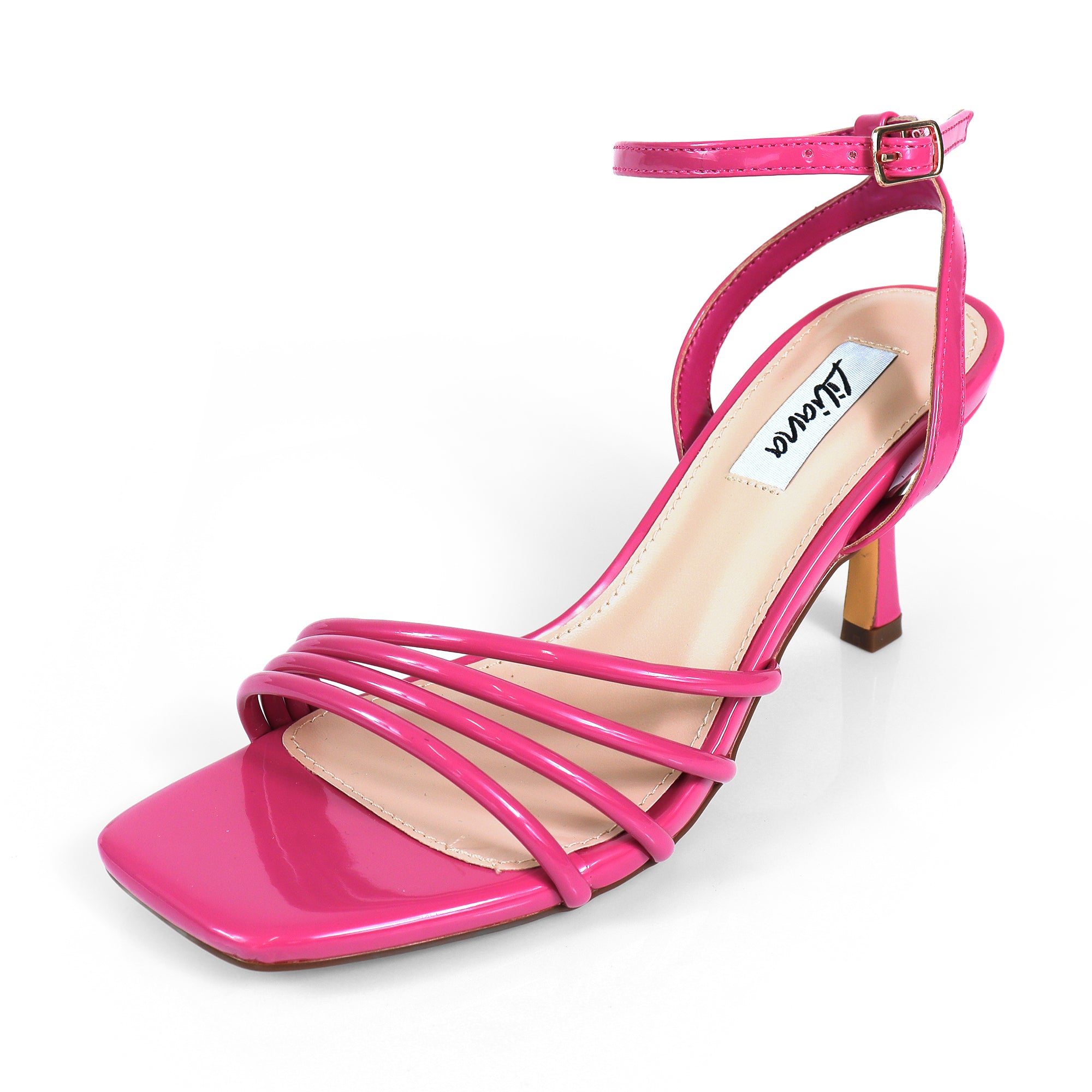 FRANKIE-9 OPEN SQUARE TOE ANCKLE STRAP SANDAL W KITTEN HEEL ROSE