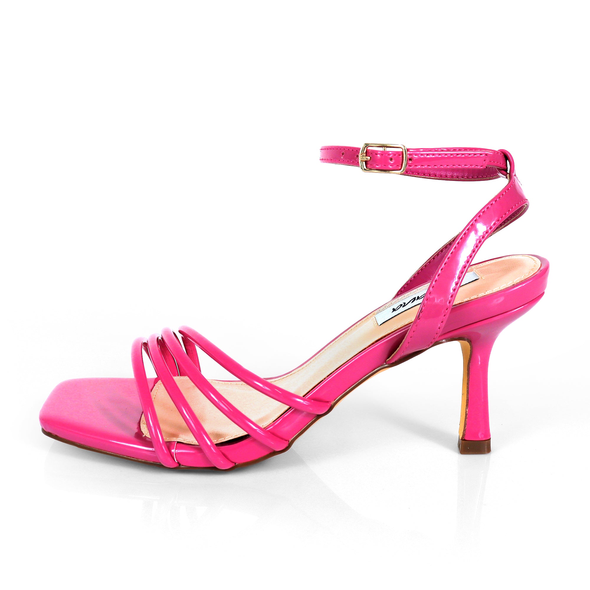 FRANKIE-9 OPEN SQUARE TOE ANCKLE STRAP SANDAL W KITTEN HEEL ROSE