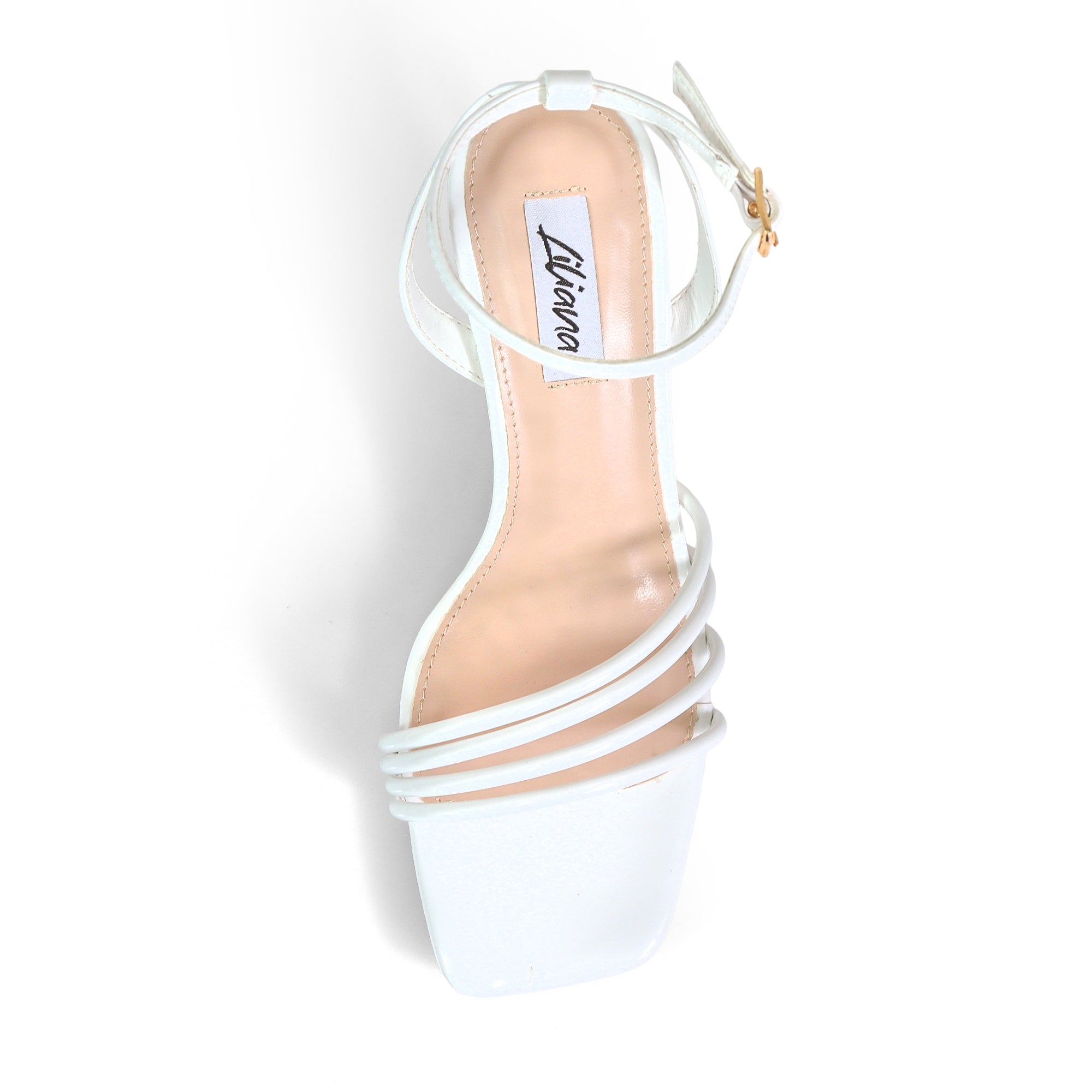 FRANKIE-9 OPEN SQUARE TOE ANCKLE STRAP SANDAL W KITTEN HEEL WHITE