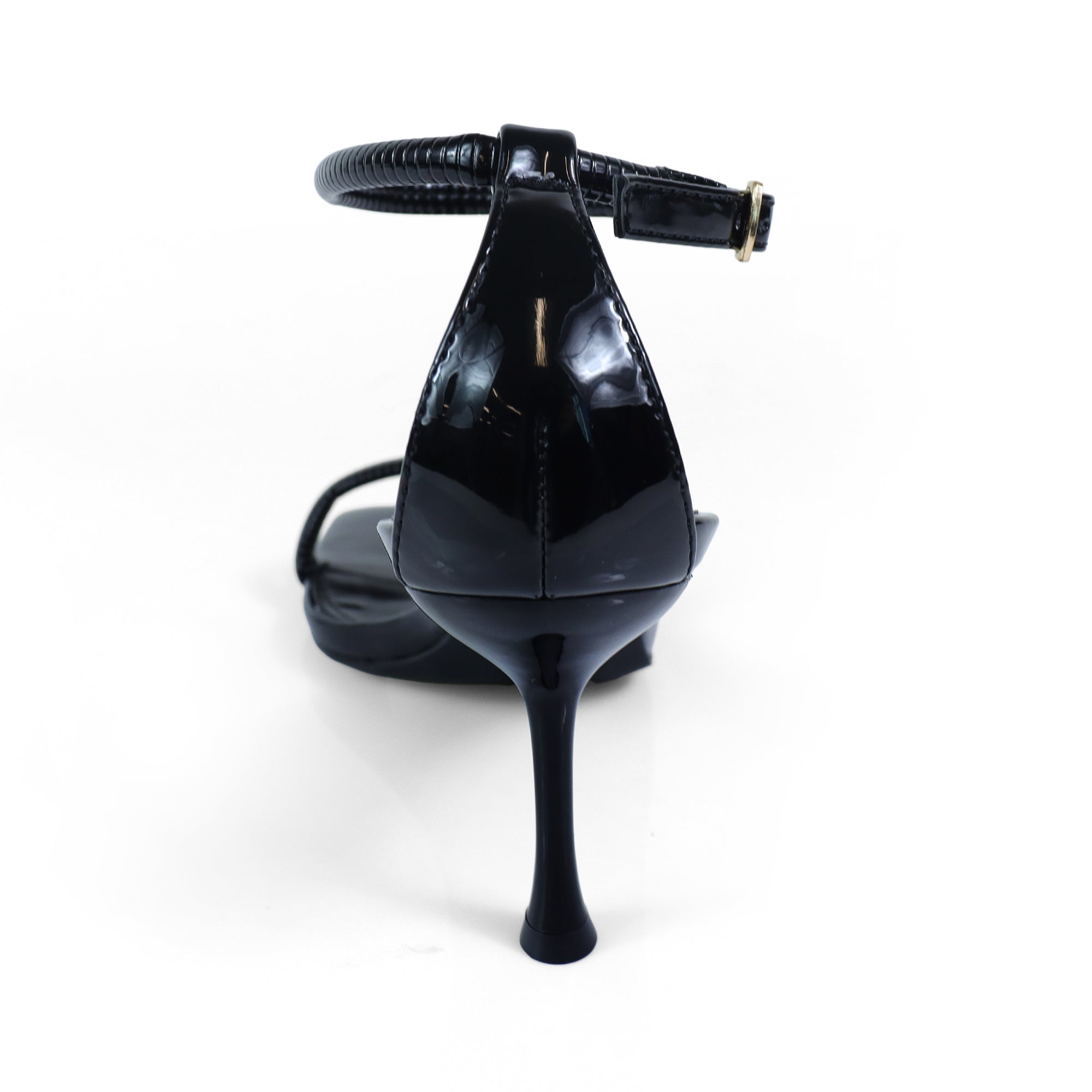 FRESCO-1 ELEGANT ANKLE STRAP SQUARE TOE HEEL BLACK