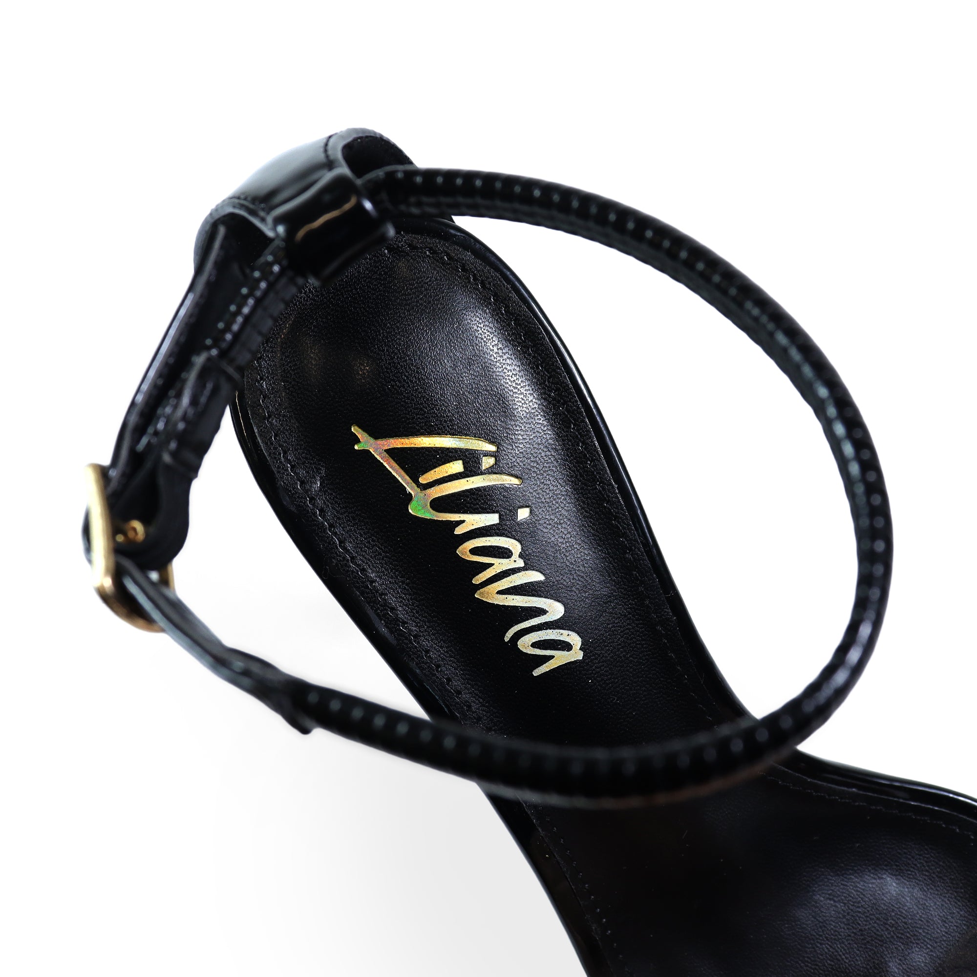 FRESCO-1 ELEGANT ANKLE STRAP SQUARE TOE HEEL BLACK