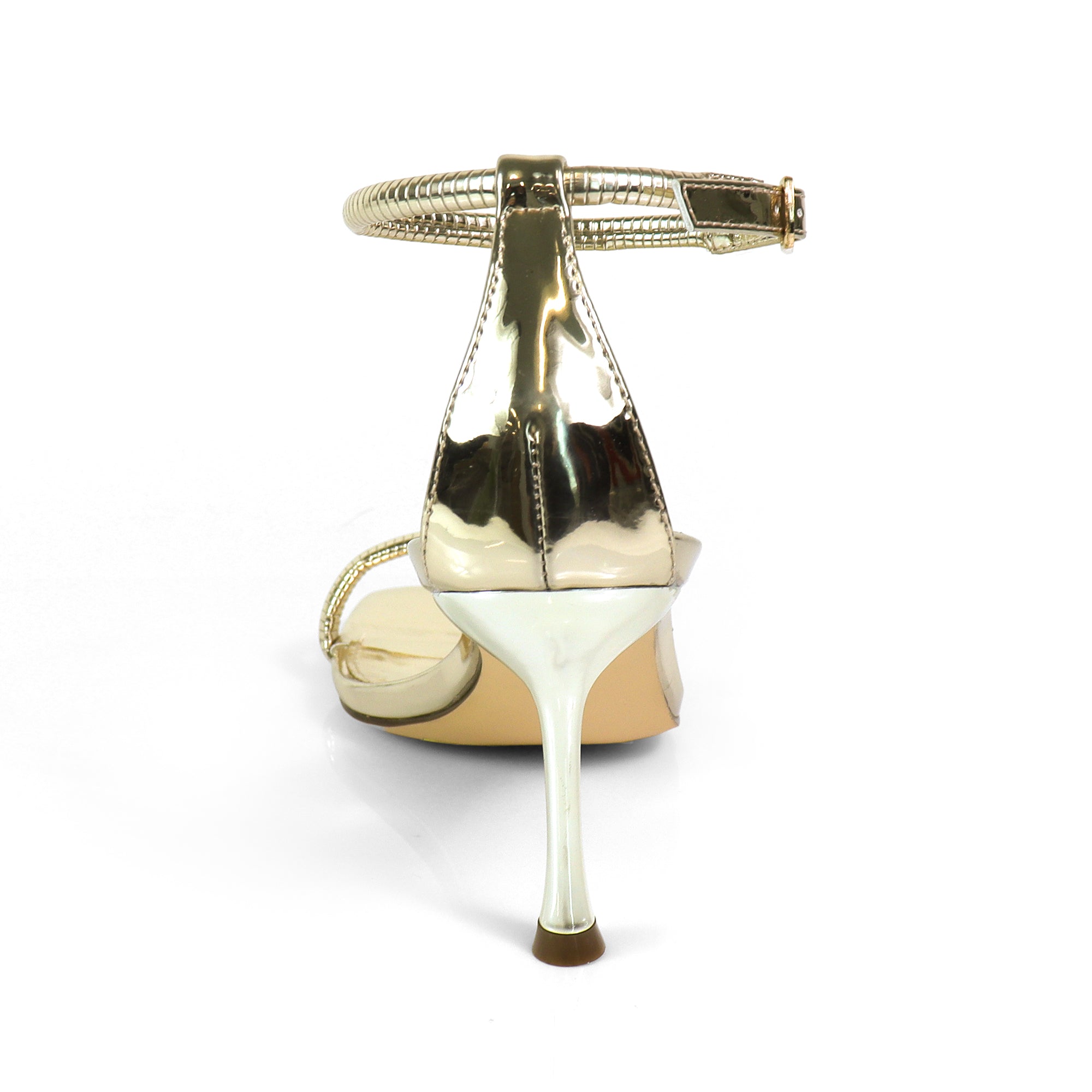 FRESCO-1 ELEGANT ANKLE STRAP SQUARE TOE HEEL GOLD