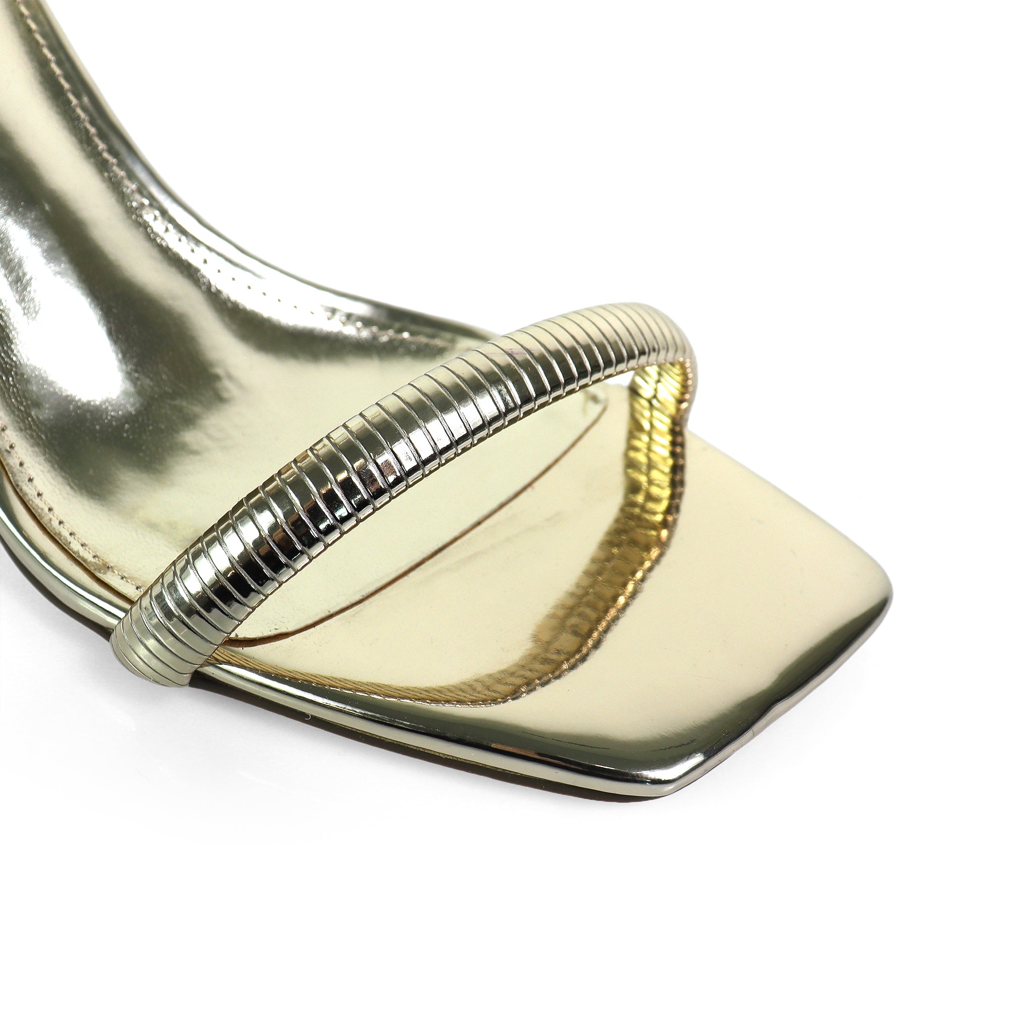 FRESCO-1 ELEGANT ANKLE STRAP SQUARE TOE HEEL GOLD