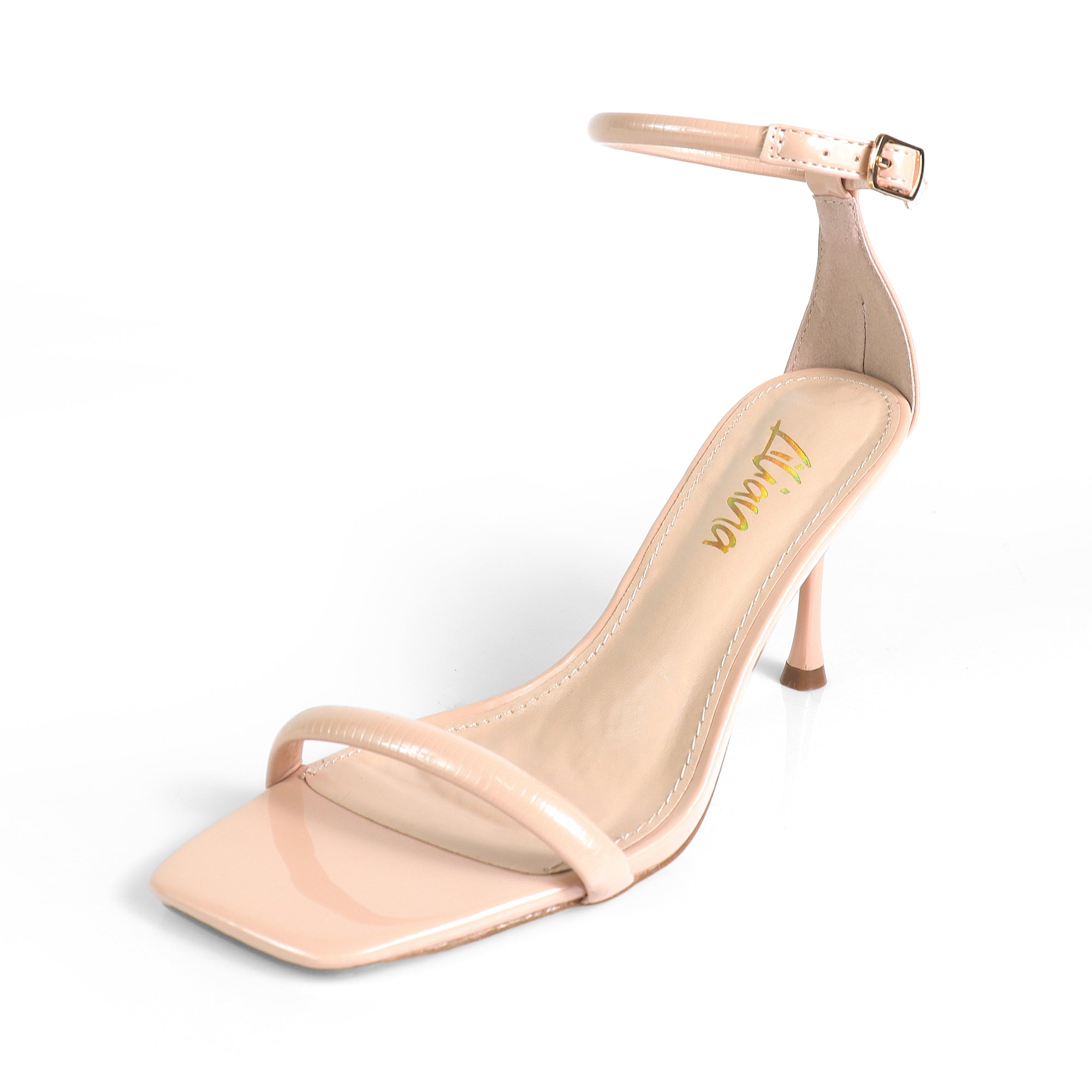 FRESCO-1 ELEGANT ANKLE STRAP SQUARE TOE HEEL NUDE