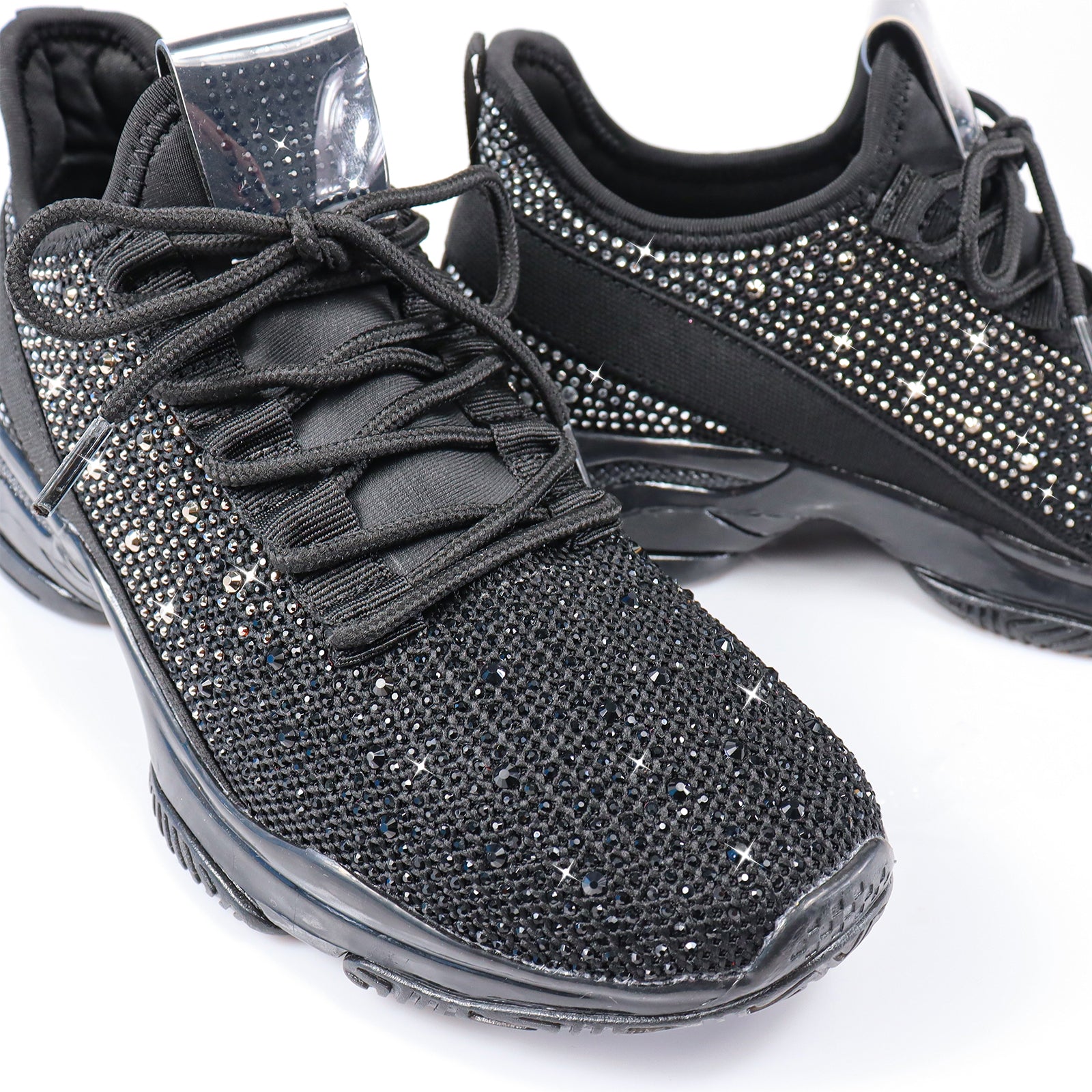 GENNY-1 UPPER STONE W/ RIBBON BACK SNEAKER BLACK