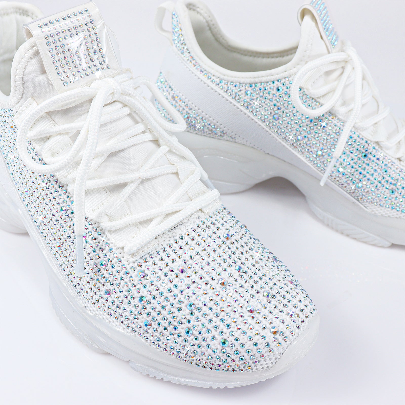 GENNY-1 UPPER STONE W/ RIBBON BACK SNEAKER WHITE