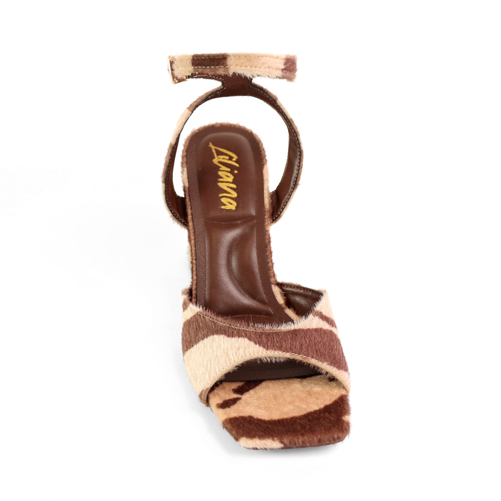 GLORIA-1 PONY FUR CHUNKY HEEL BROWN MULTIPLE