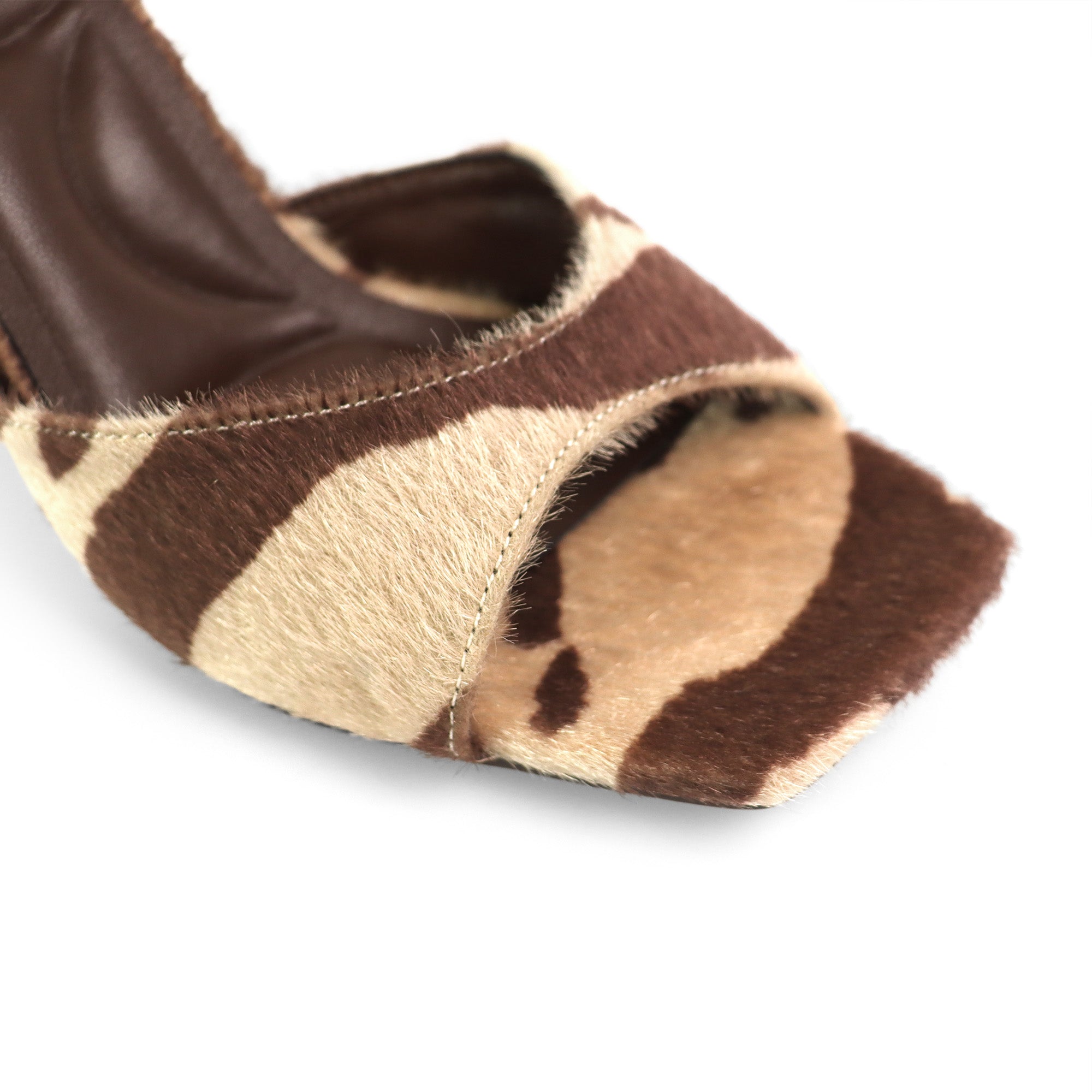 GLORIA-1 PONY FUR CHUNKY HEEL BROWN MULTIPLE