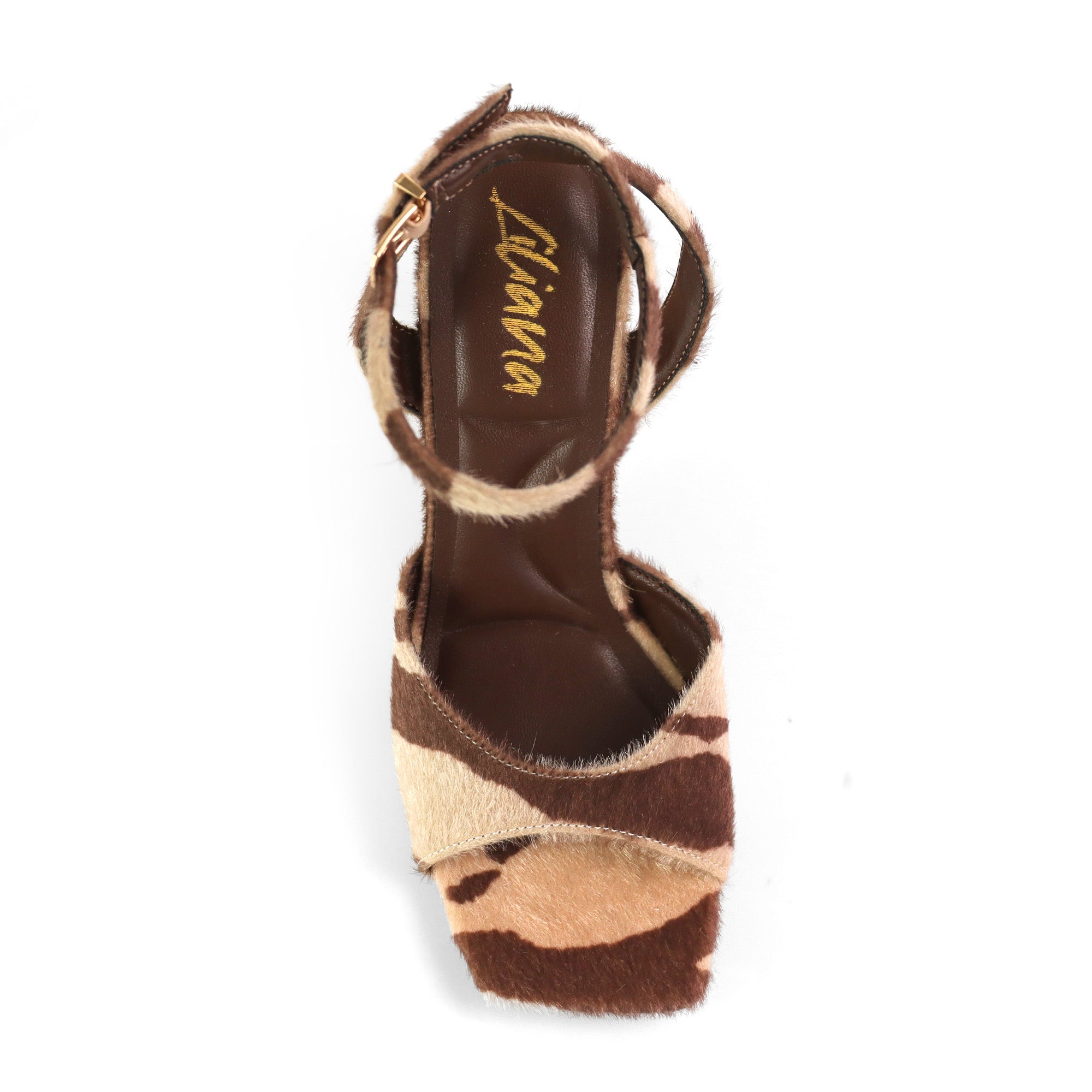 GLORIA-1 PONY FUR CHUNKY HEEL BROWN MULTIPLE