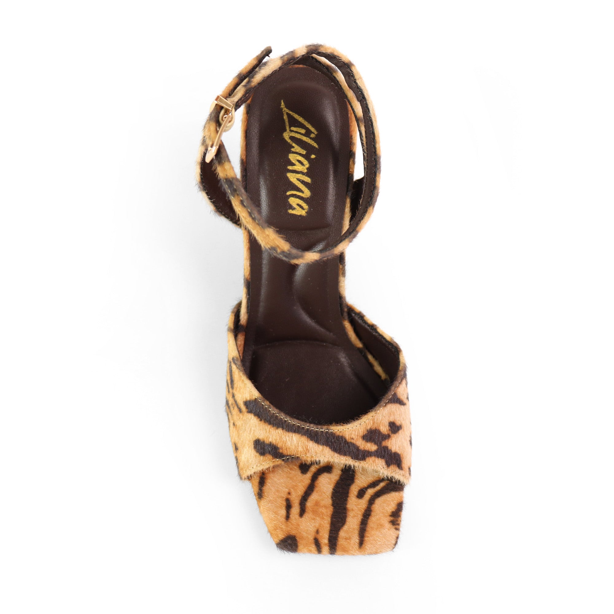GLORIA-1 PONY FUR CHUNKY HEEL TIGER