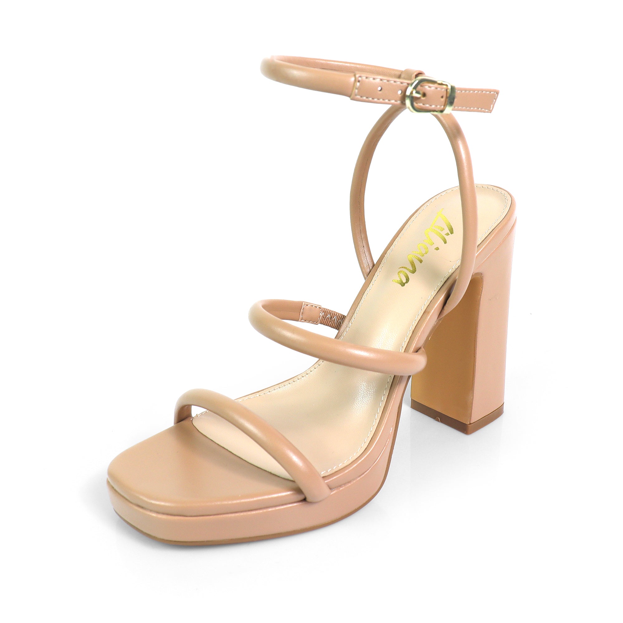 GRACIE-1 OPEN TOE ANKLE STRAP W/ CHUNCKY HEEL NUDE