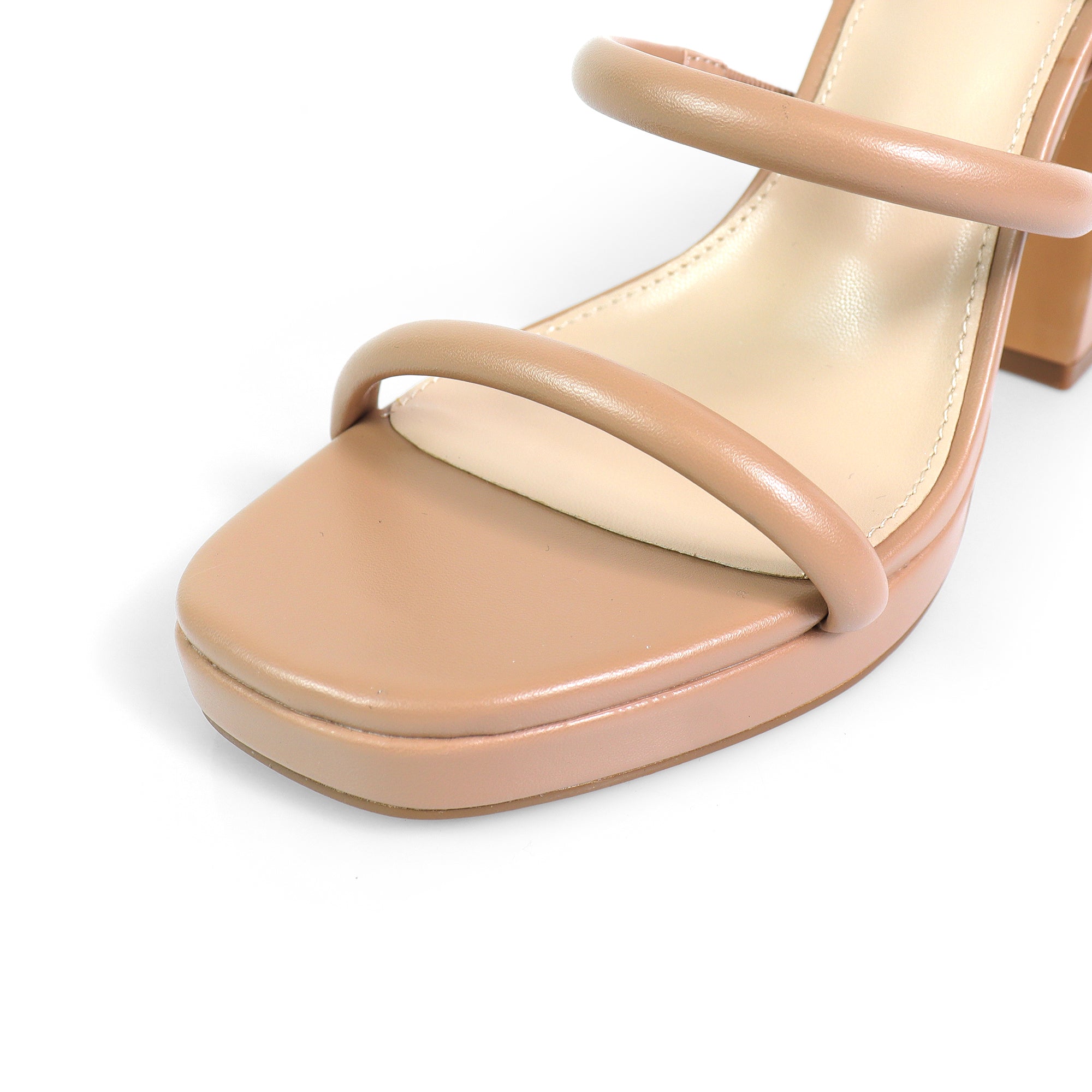 GRACIE-1 OPEN TOE ANKLE STRAP W/ CHUNCKY HEEL NUDE