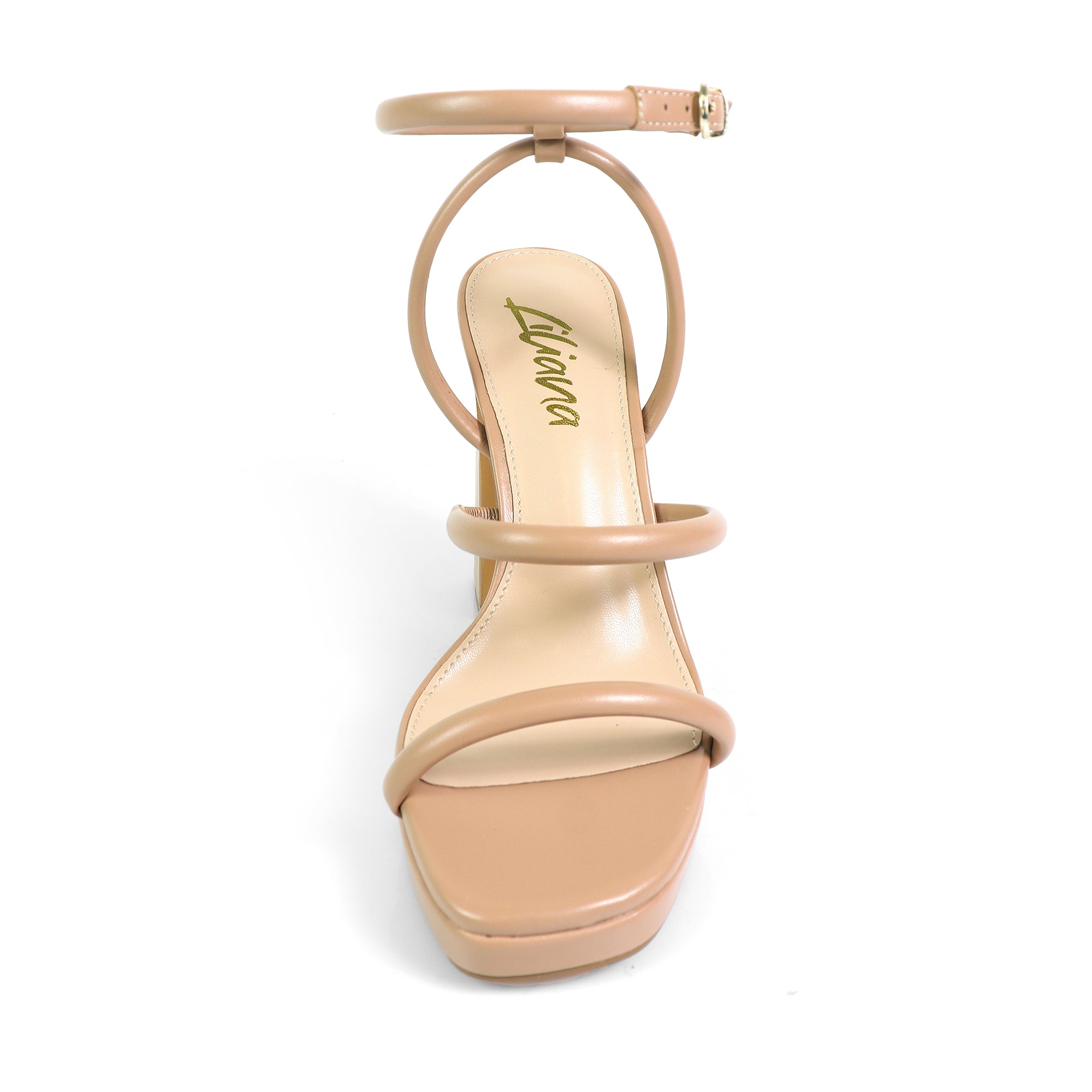 GRACIE-1 OPEN TOE ANKLE STRAP W/ CHUNCKY HEEL NUDE