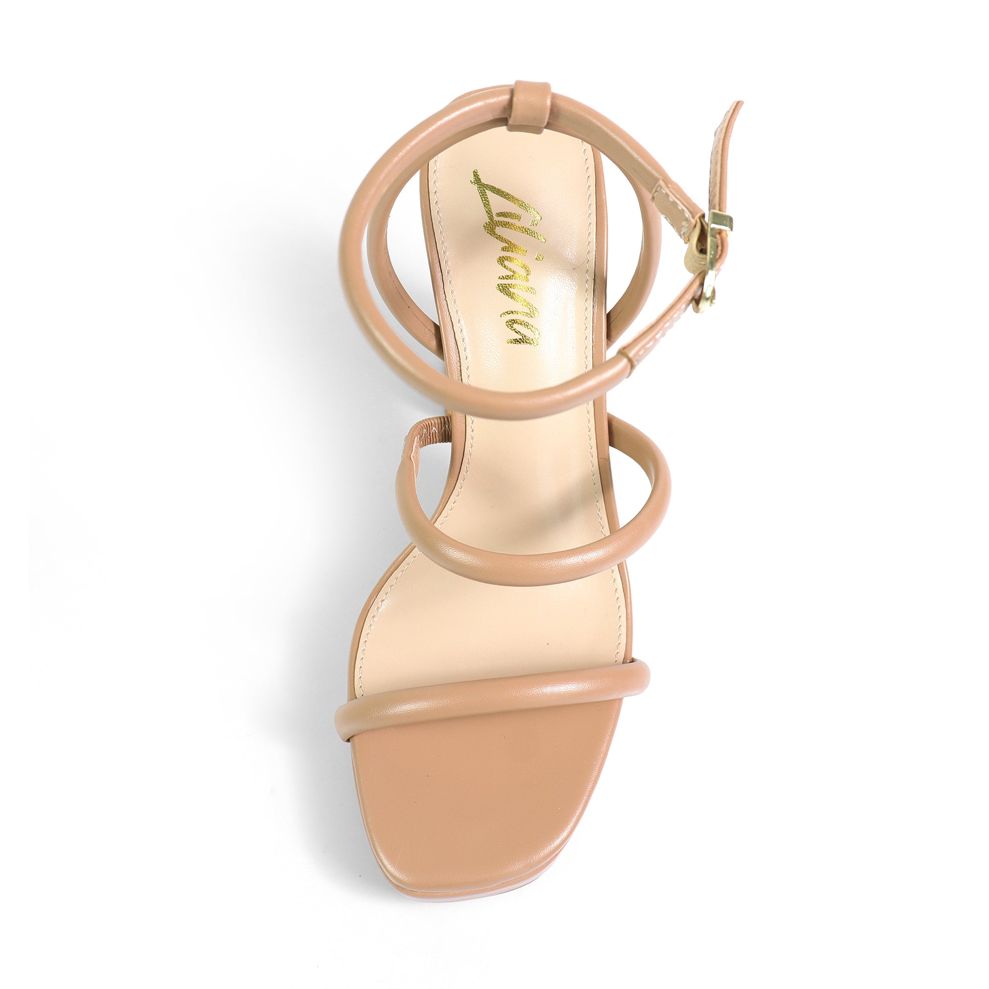 GRACIE-1 OPEN TOE ANKLE STRAP W/ CHUNCKY HEEL NUDE
