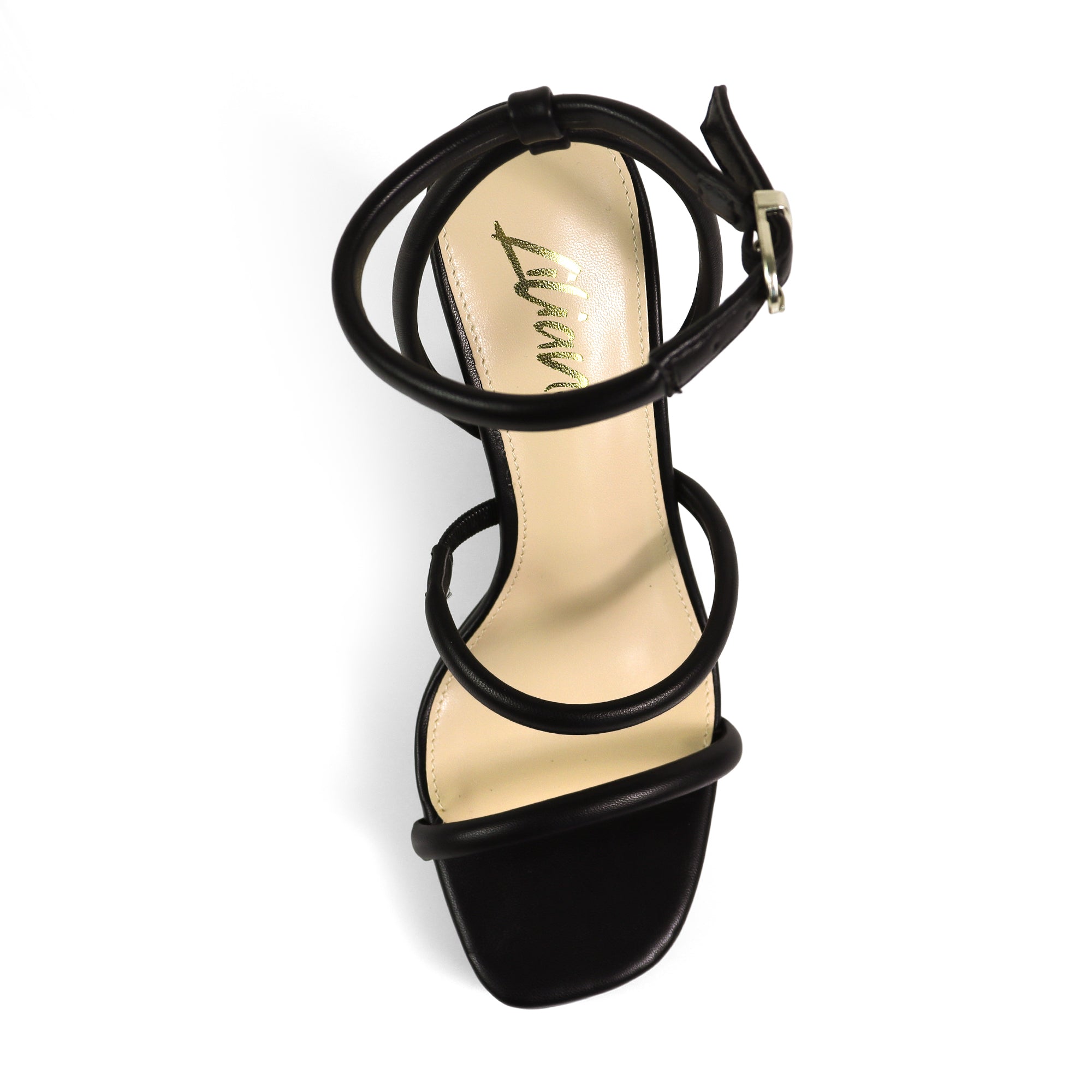 GRACIE-1 OPEN TOE ANKLE STRAP W/ CHUNCKY HEEL BLACK