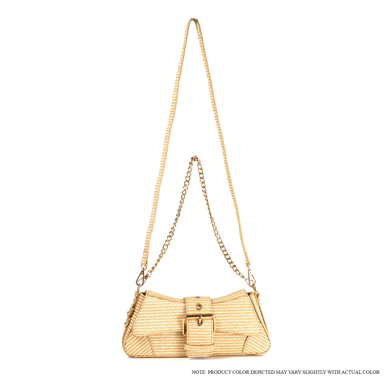 H-LINDSAY CHAIN SHOULDER BAG-RAFFIA