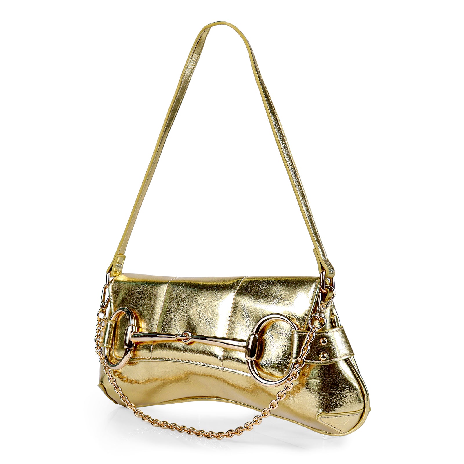 H-LOCK PADDED SHOULDER BAG - GOLD