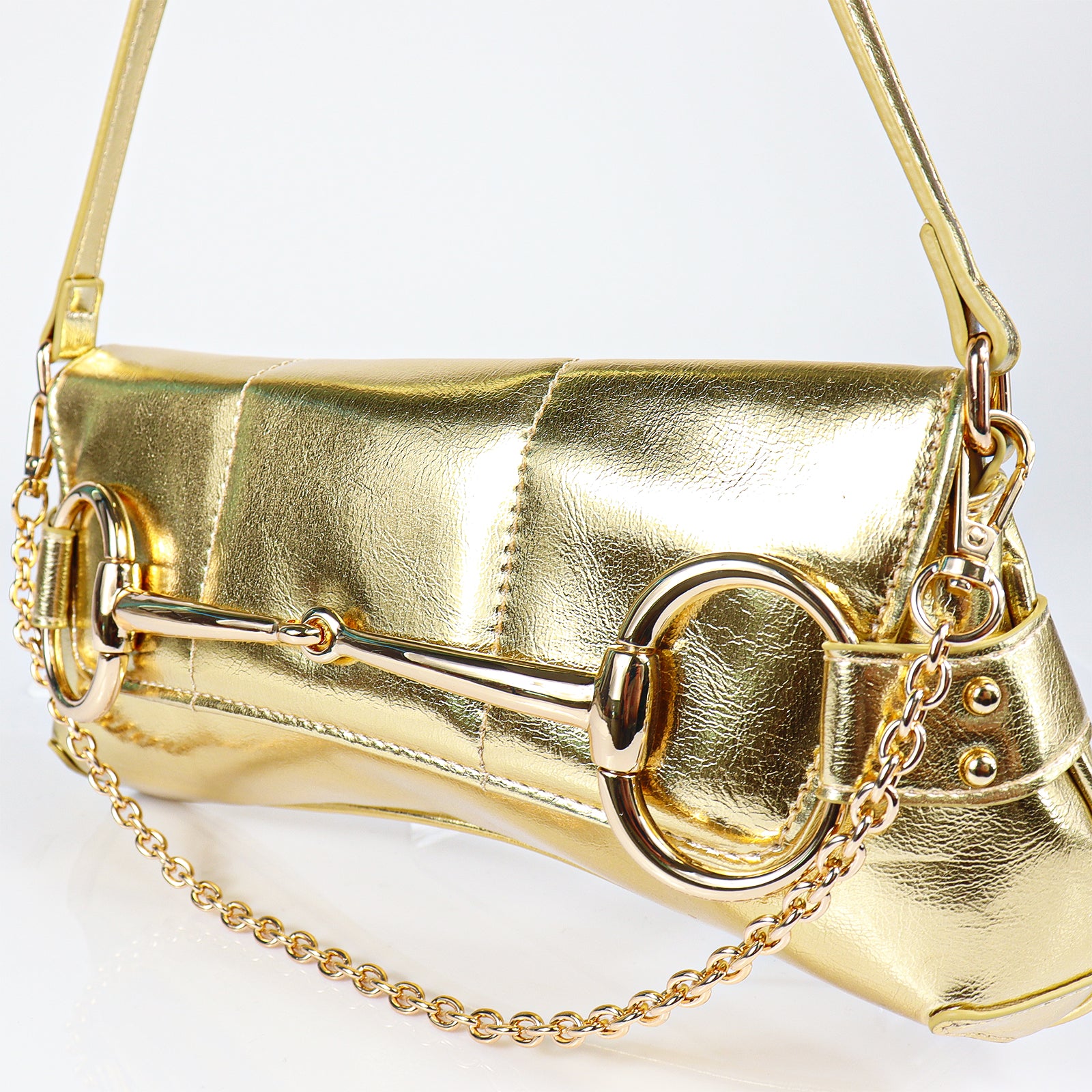 H-LOCK PADDED SHOULDER BAG - GOLD