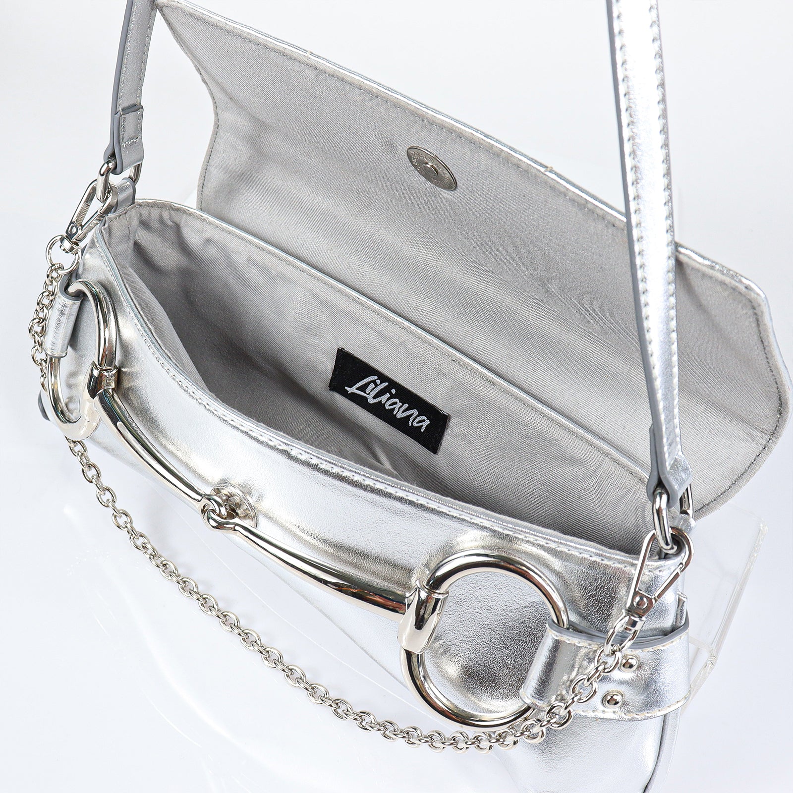H-LOCK PADDED SHOULDER BAG - SILVER