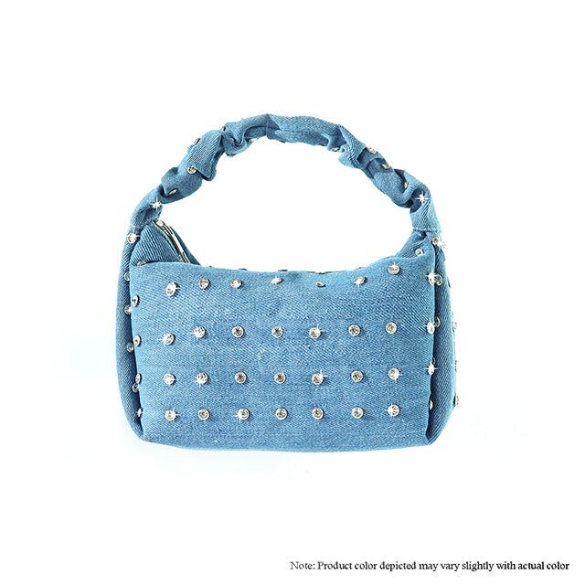 H-MUCCIA RHINESTONE STUDDED SCRUNCH HANDLE BAG