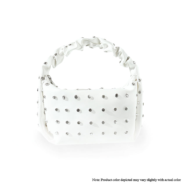 H-MUCCIA RHINESTONE STUDDED SCRUNCH HANDLE BAG