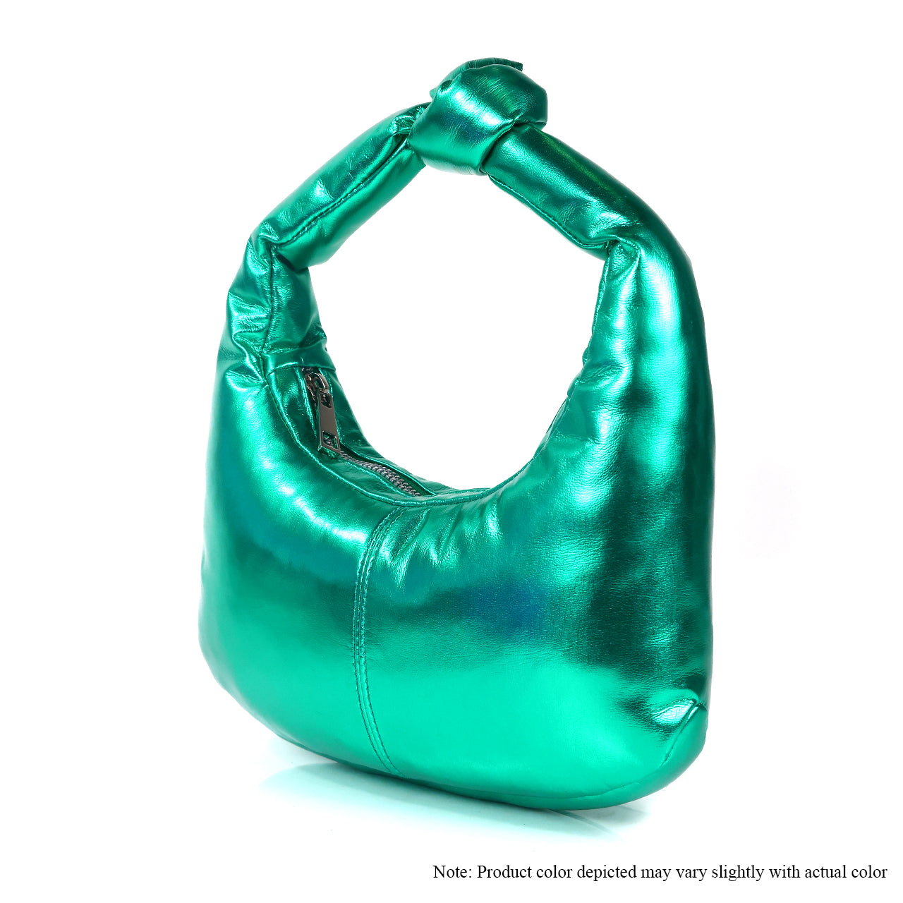 H-POSH CHIC KNOT PADDED SHOULDER BAG-METALLIC GREEN