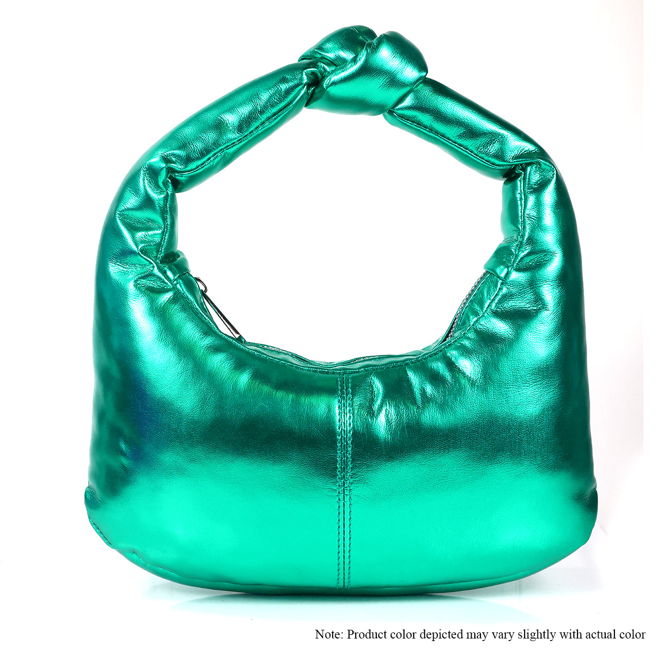 H-POSH CHIC KNOT PADDED SHOULDER BAG-METALLIC GREEN