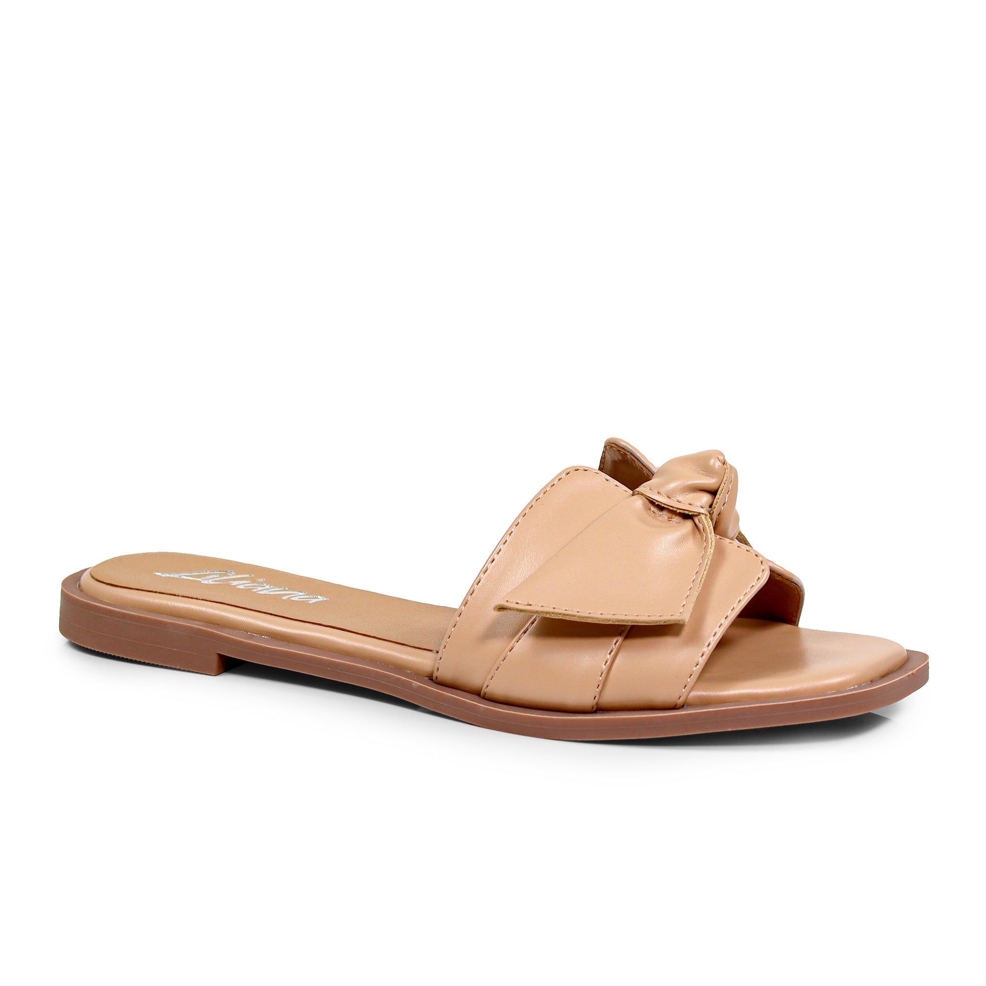 HAILIE-2 KNOT BAND OPEN TOE FLAT SLIDE SANDAL NUDE