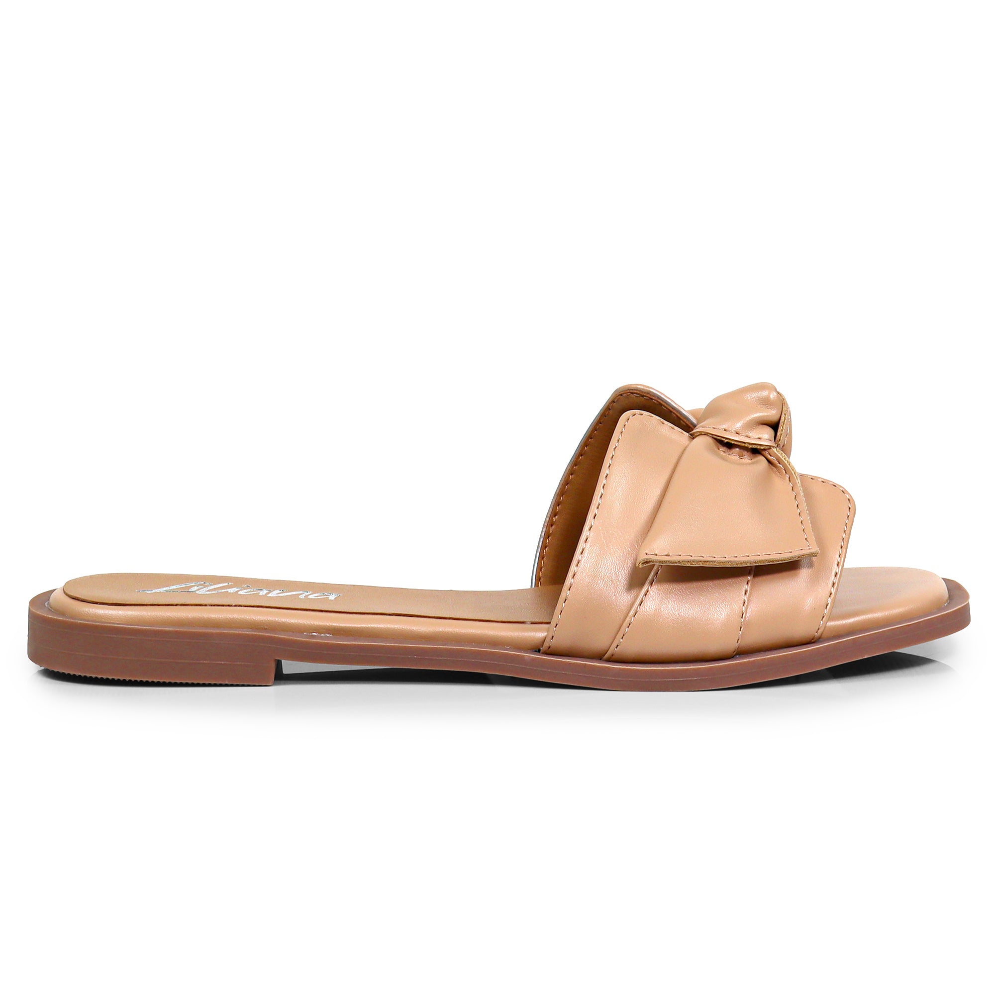 HAILIE-2 KNOT BAND OPEN TOE FLAT SLIDE SANDAL NUDE