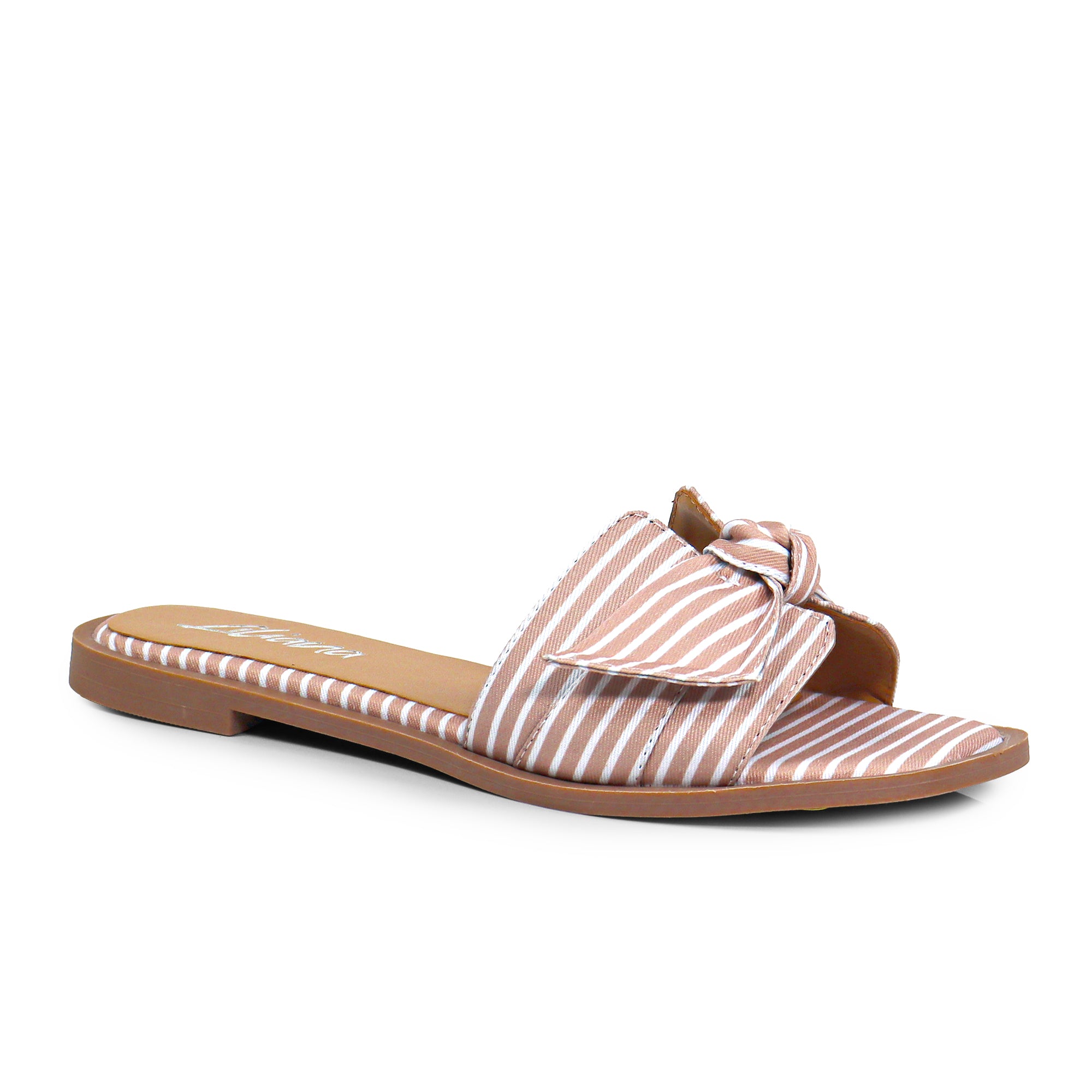 HAILIE-2 KNOT BAND OPEN TOE FLAT SLIDE SANDAL STRIPE