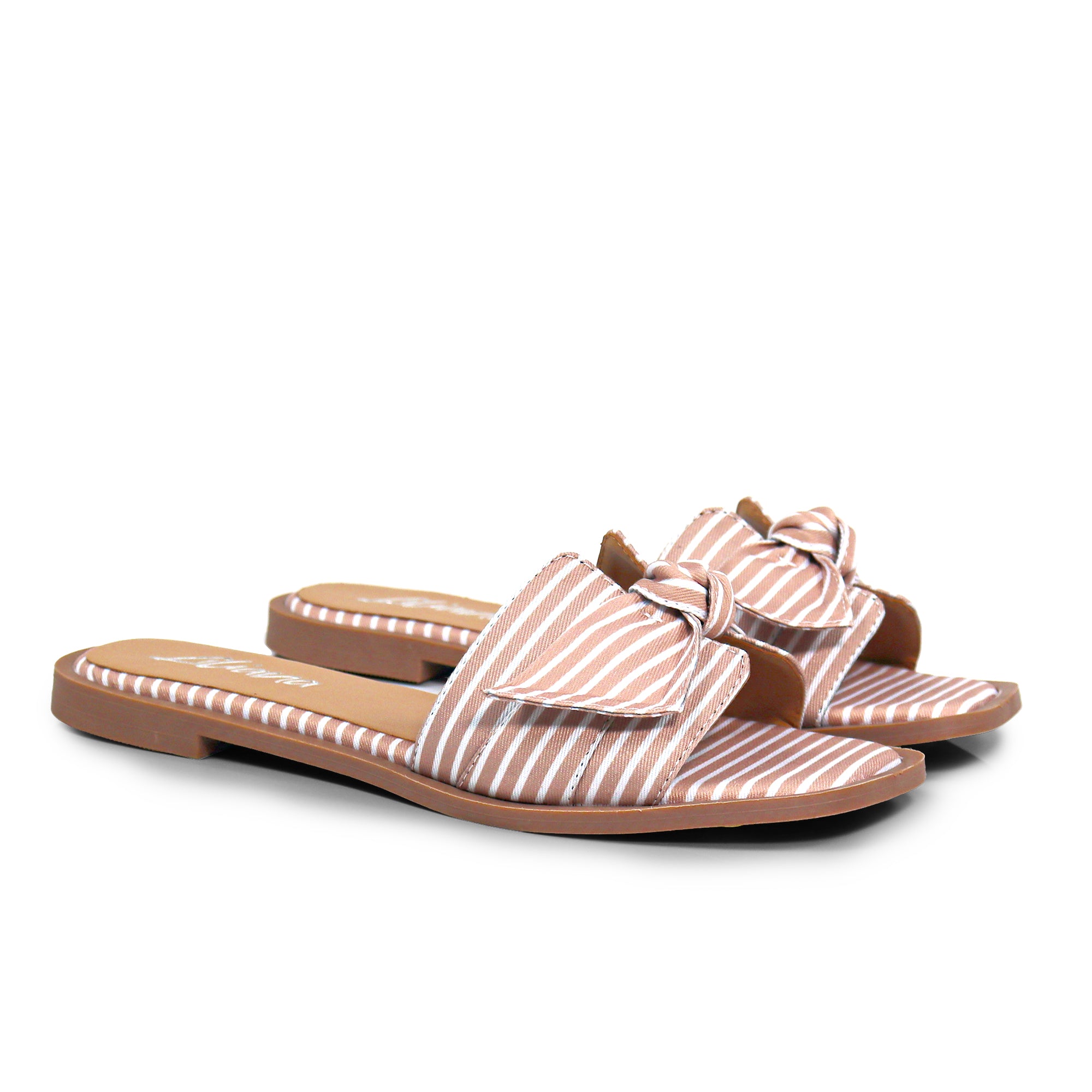 HAILIE-2 KNOT BAND OPEN TOE FLAT SLIDE SANDAL STRIPE