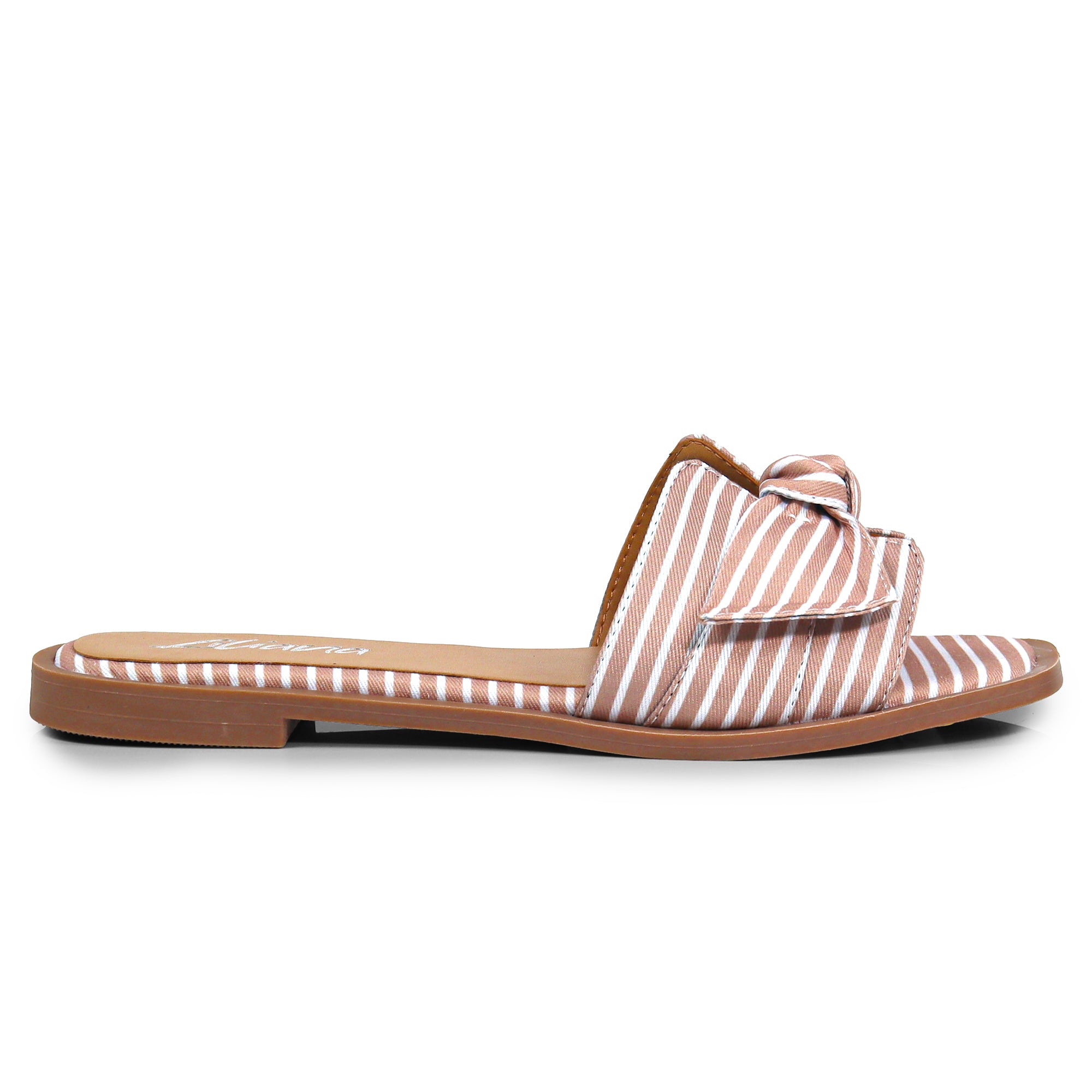 HAILIE-2 KNOT BAND OPEN TOE FLAT SLIDE SANDAL STRIPE