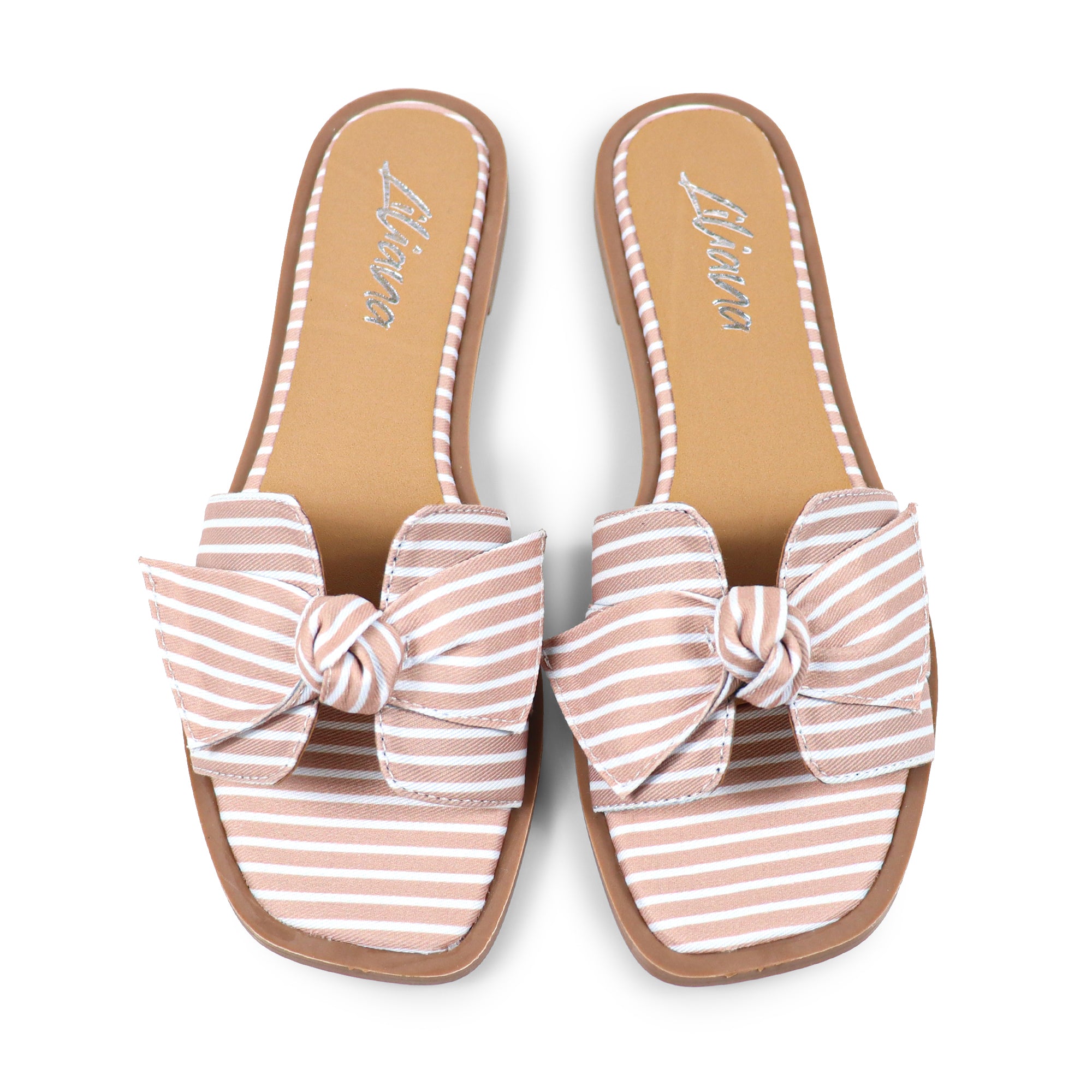 HAILIE-2 KNOT BAND OPEN TOE FLAT SLIDE SANDAL STRIPE